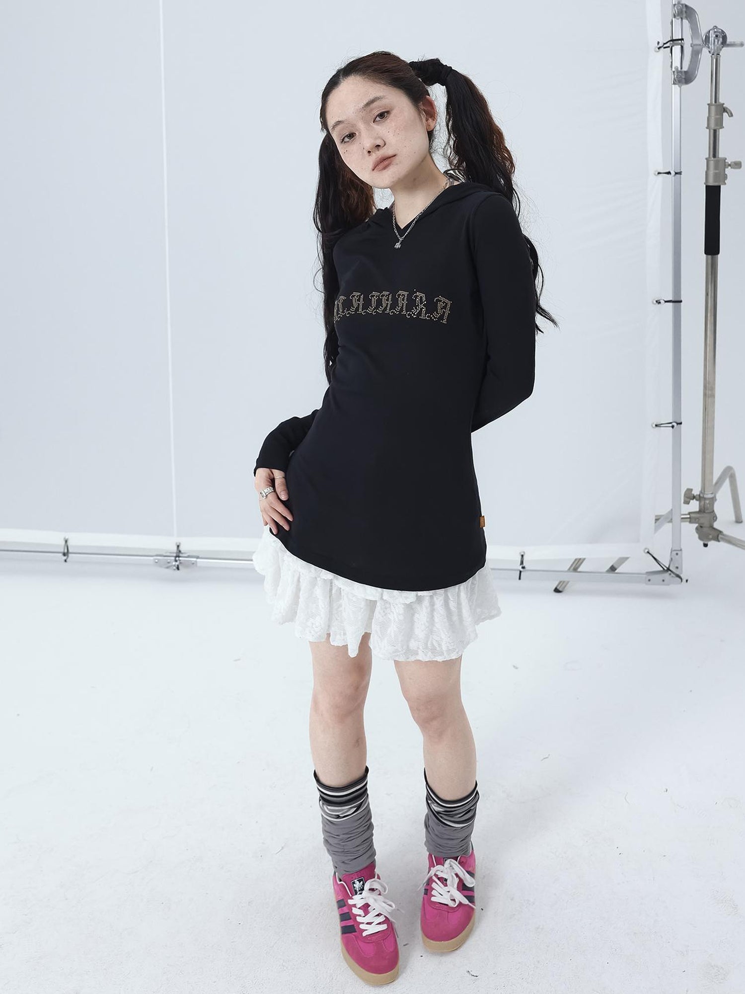 Achihara Summer Cool Long Sleeve Hooded Split Hem T Shirt
