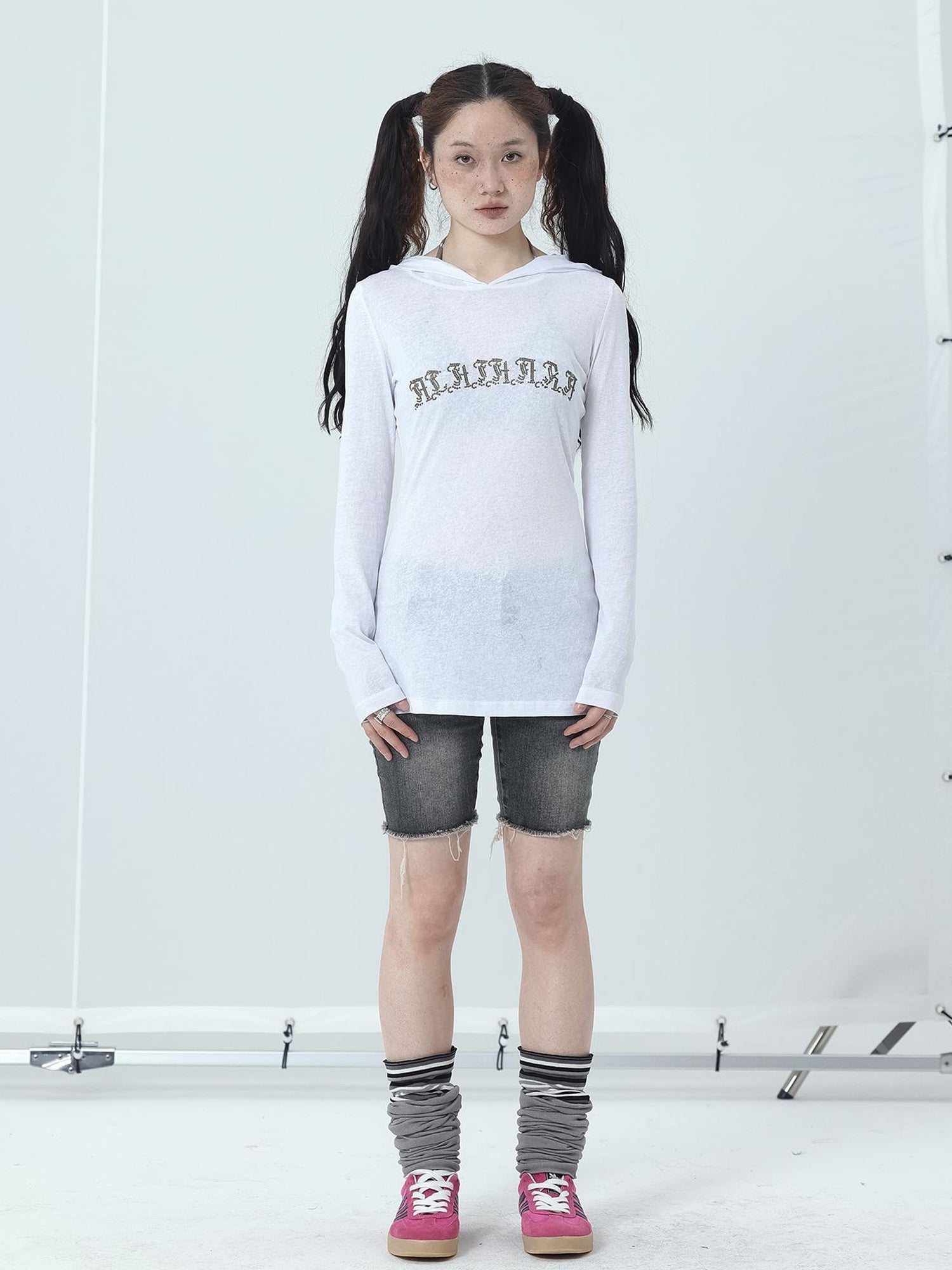 Achihara Summer Cool Long Sleeve Hooded Split Hem T Shirt