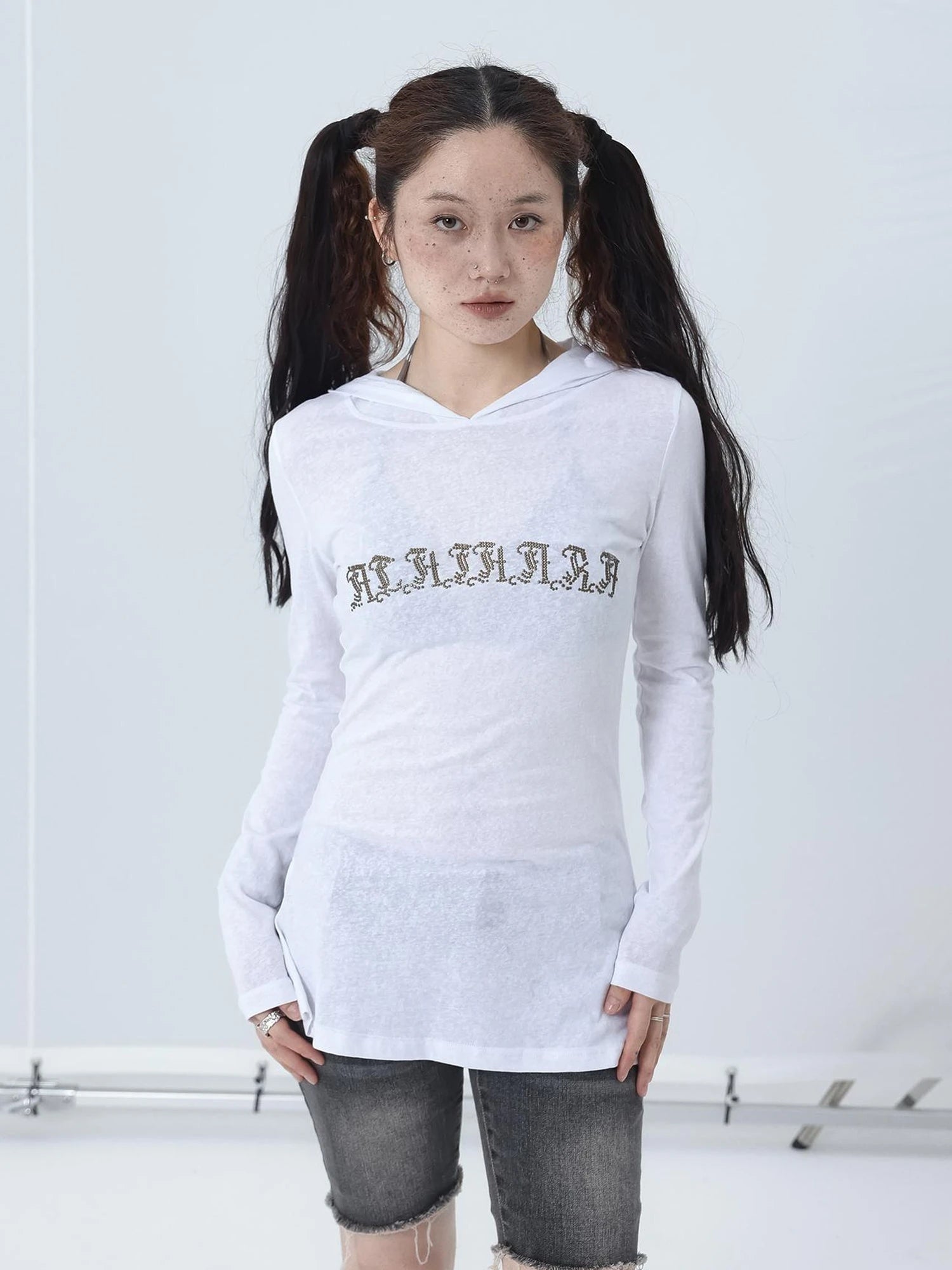 Summer Cool Long Sleeve Hooded Split Hem T Shirt