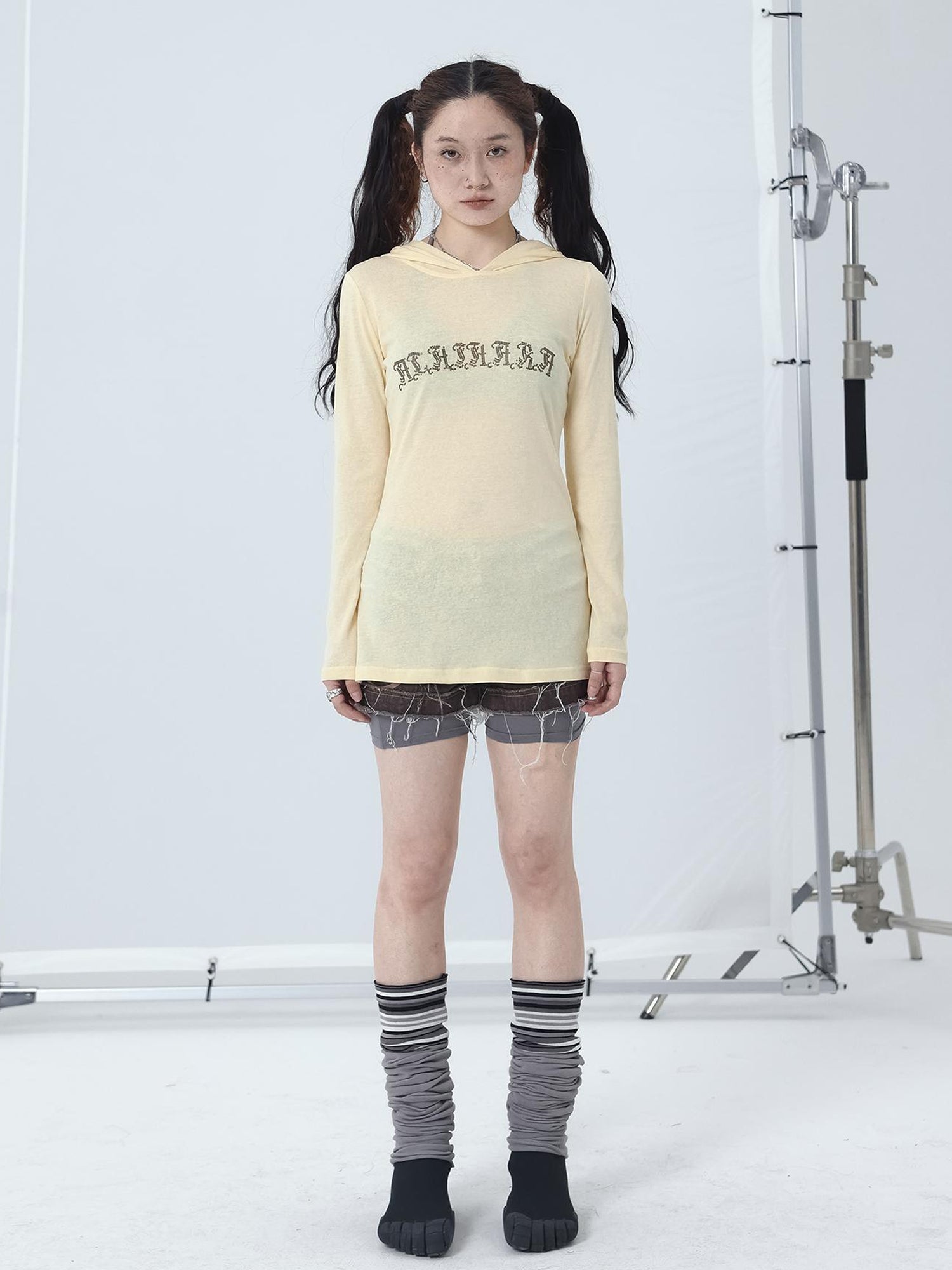 Achihara Summer Cool Long Sleeve Hooded Split Hem T Shirt