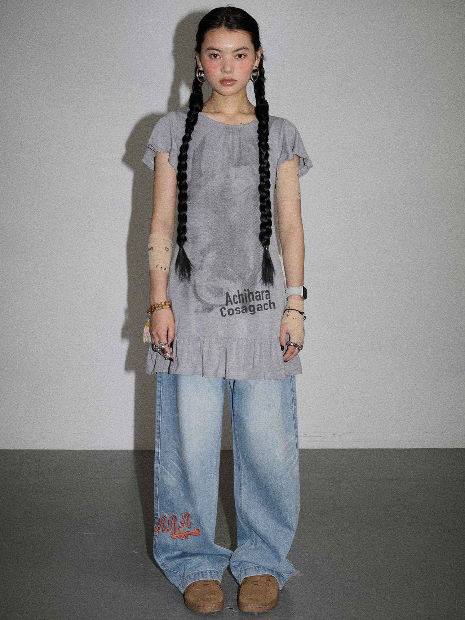 Achihara Summer Dream White Ruffle Hem T-shirt Dress