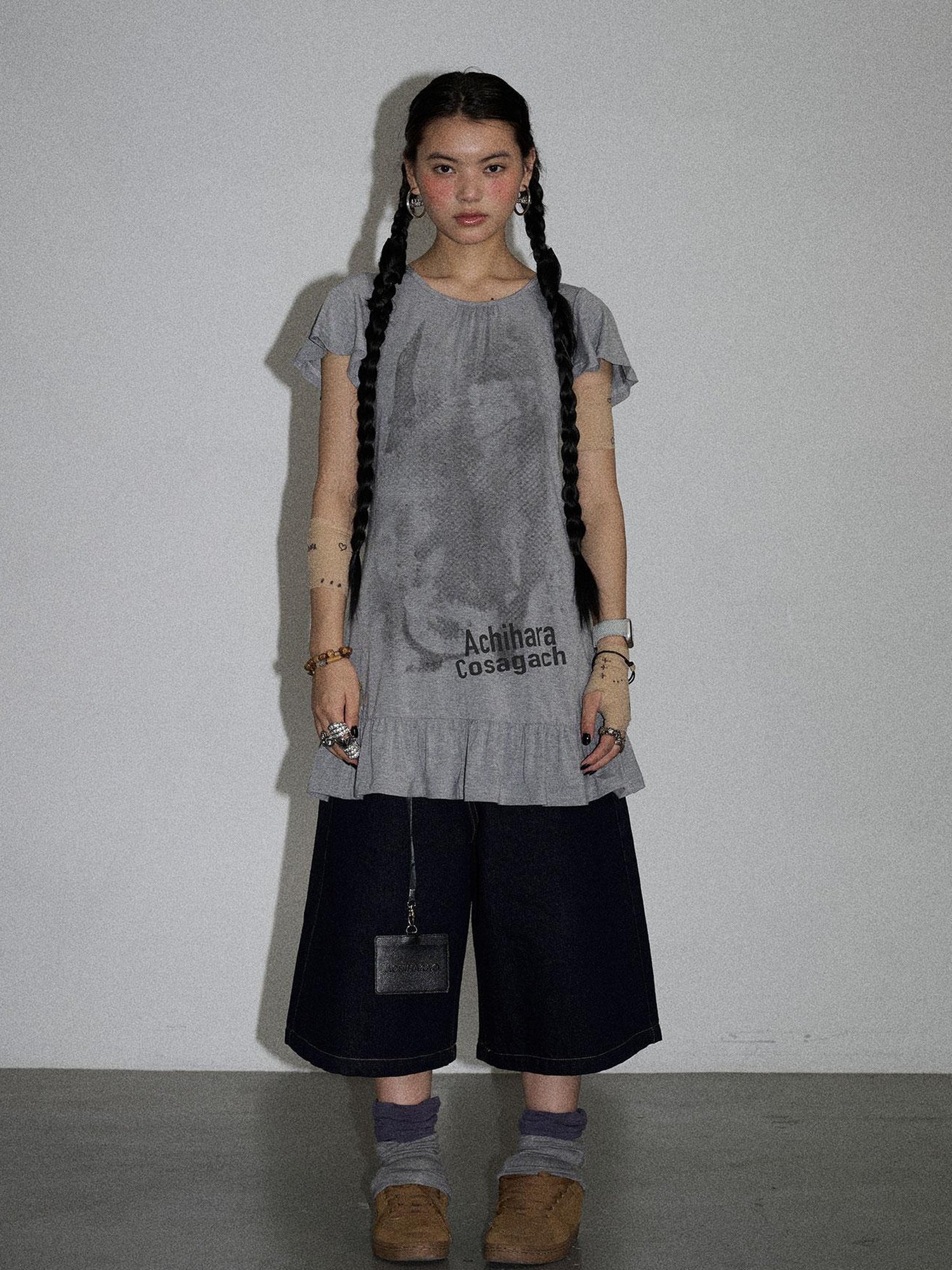 Achihara Summer Dream White Ruffle Hem T-shirt Dress