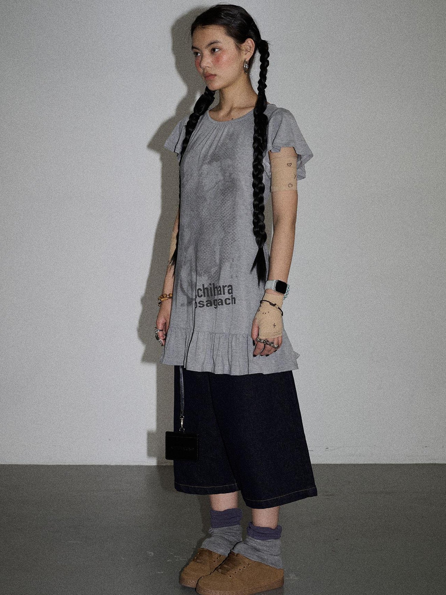 Achihara Summer Dream White Ruffle Hem T-shirt Dress