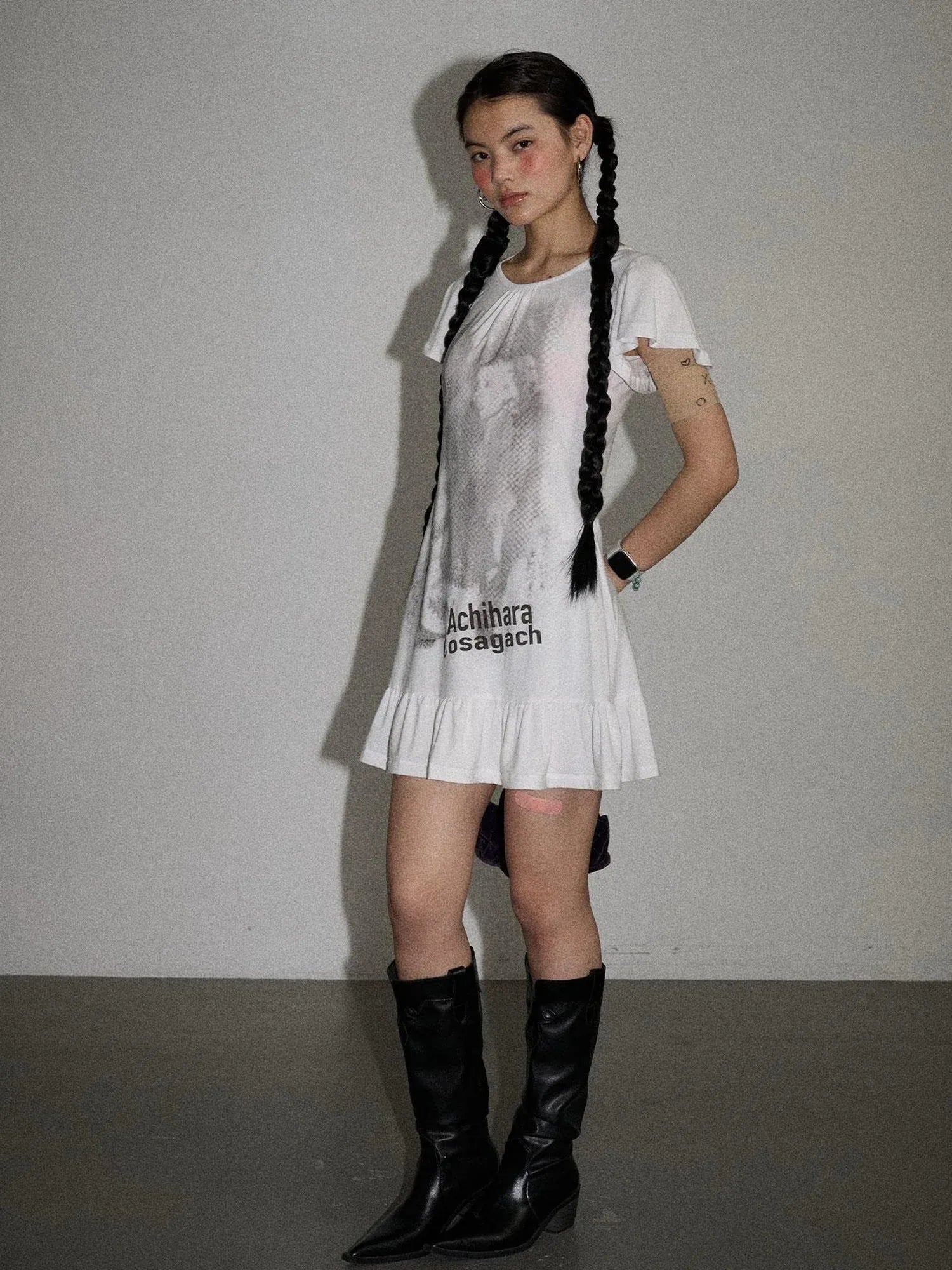 Summer Dream White Ruffle Hem T-shirt Dress