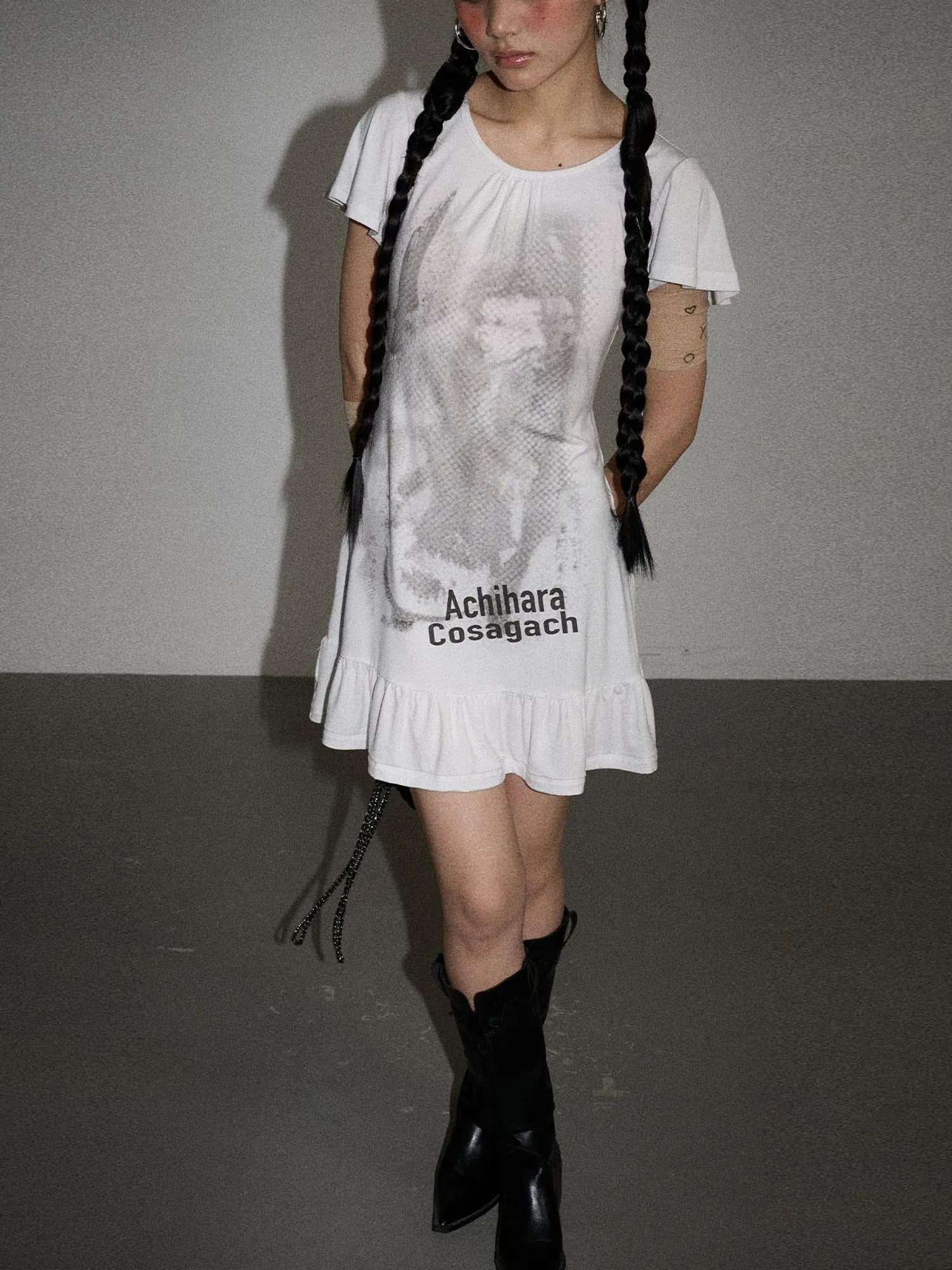 Summer Dream White Ruffle Hem T-shirt Dress