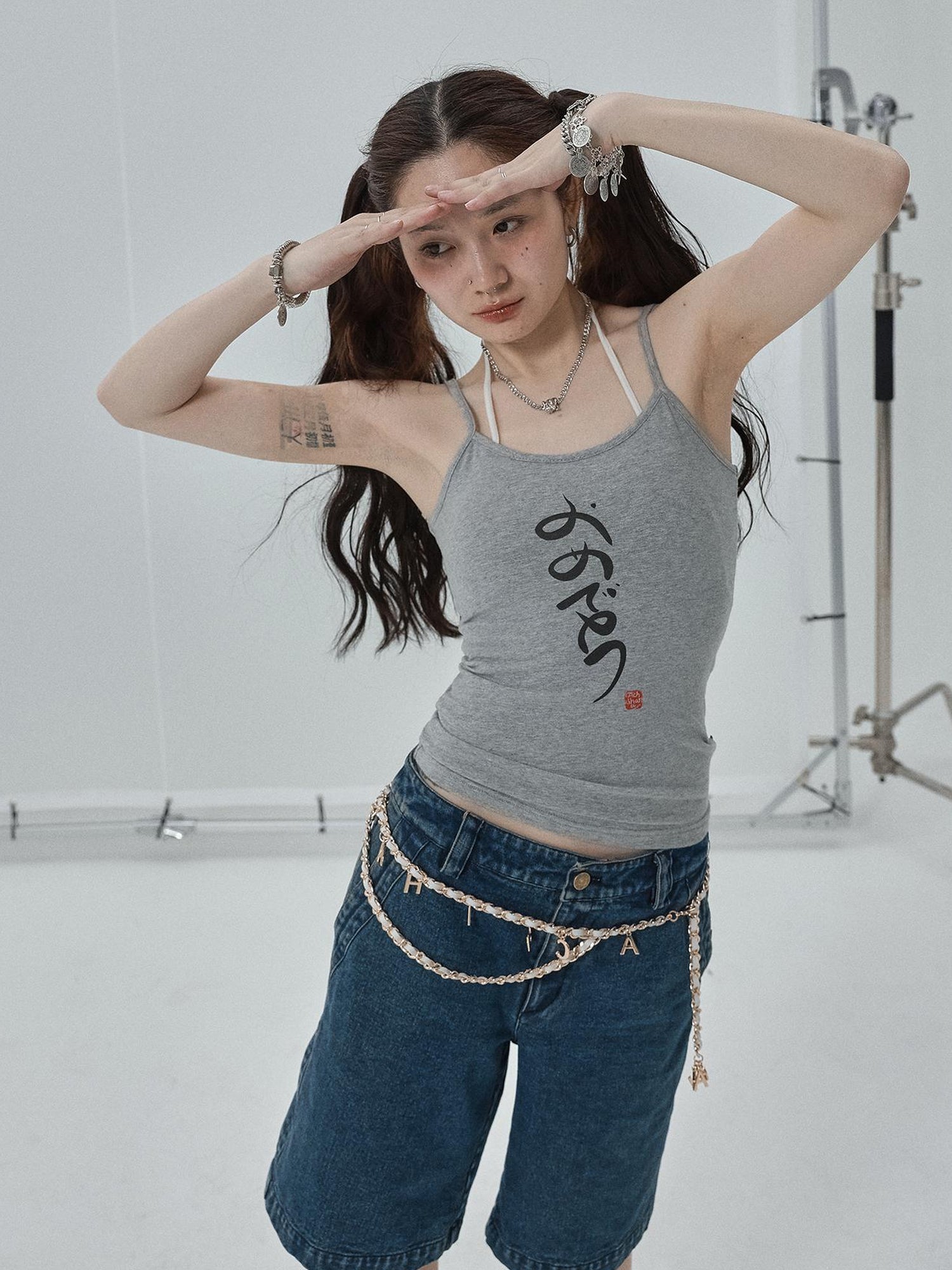 Achihara Summer Slim Fit Tee With Calligraphy Blessing