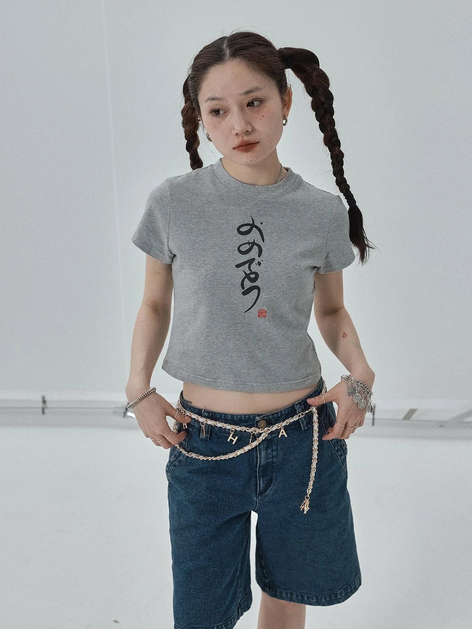 Summer Slim Fit Tee With Calligraphy Blessing