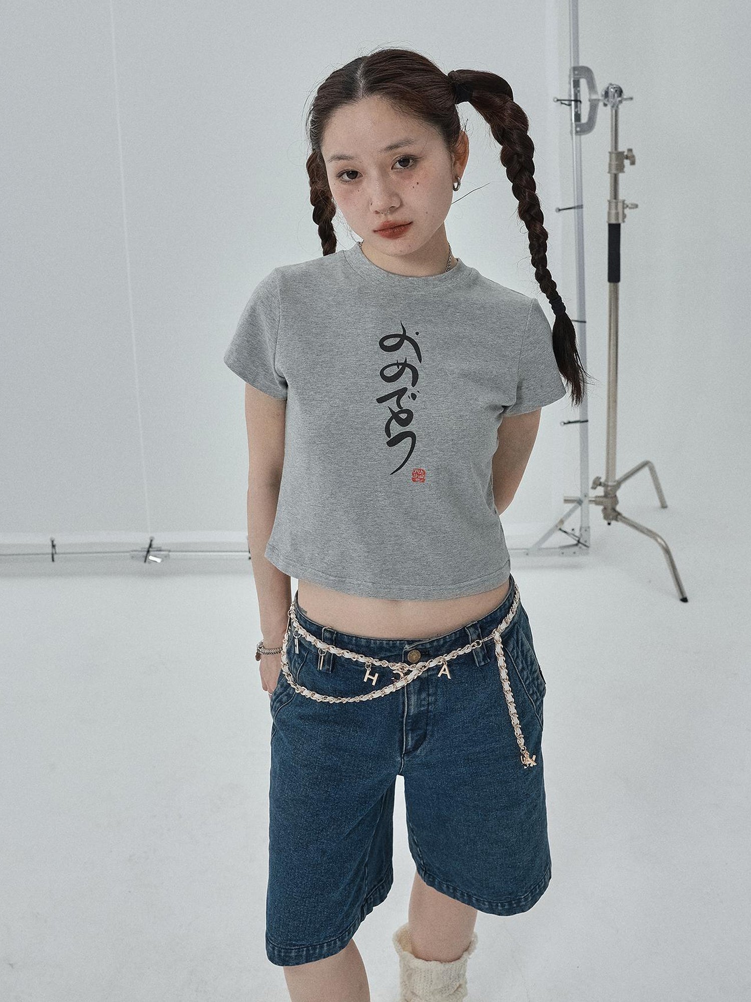 Achihara Summer Slim Fit Tee With Calligraphy Blessing