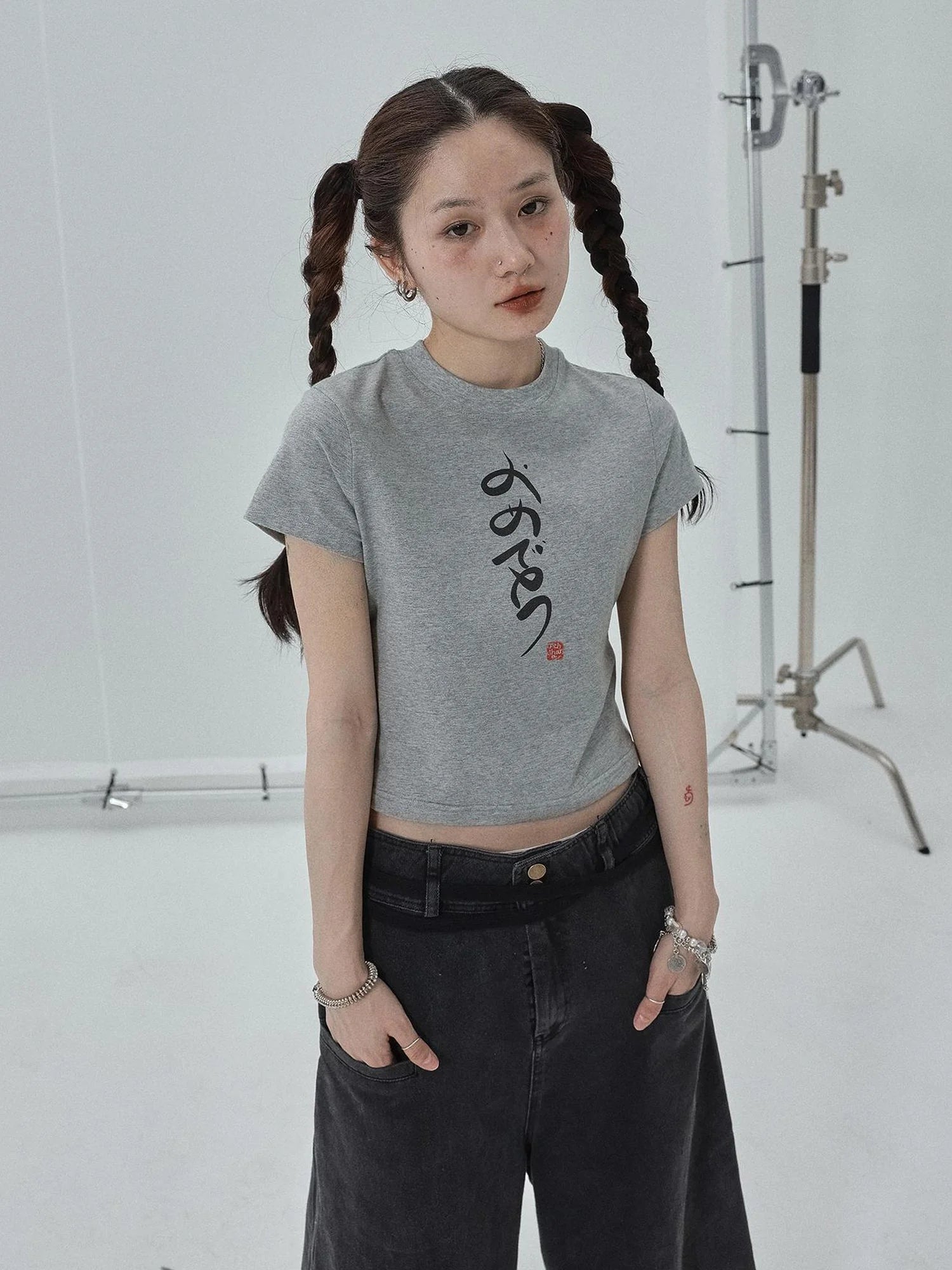 Summer Slim Fit Tee With Calligraphy Blessing