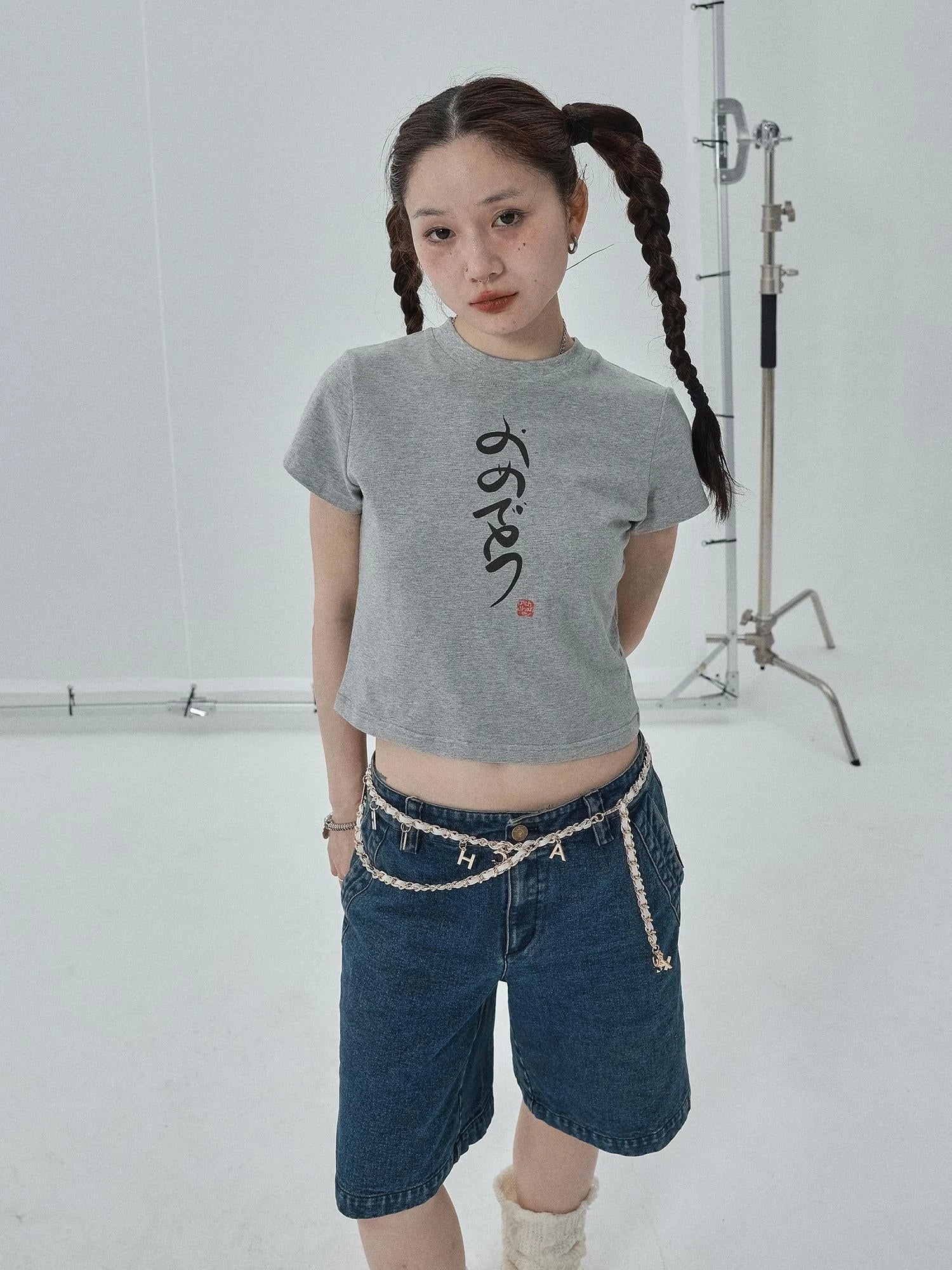 Summer Slim Fit Tee With Calligraphy Blessing