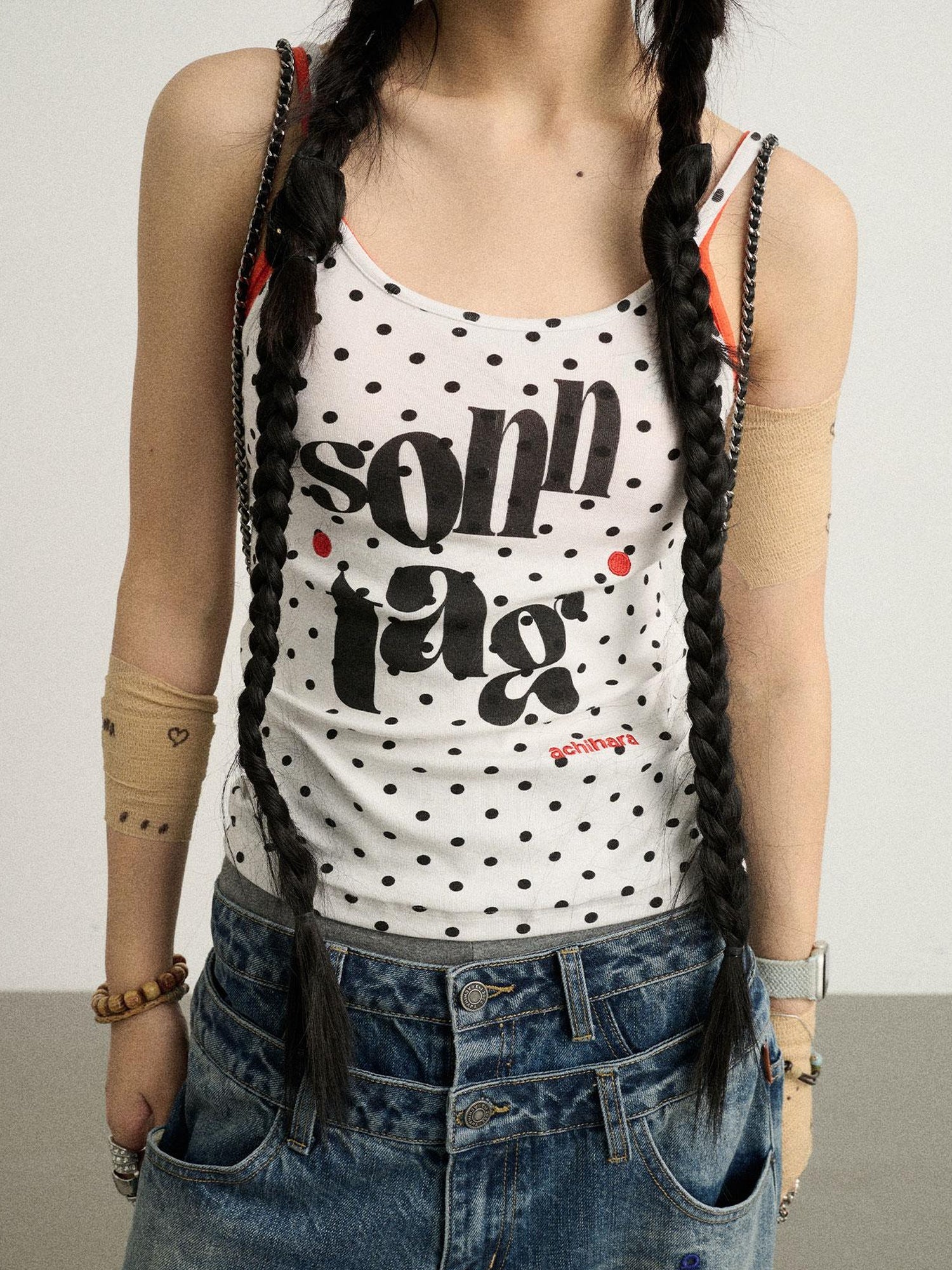 Achihara Sunday Polka Dot Sleeveless Top
