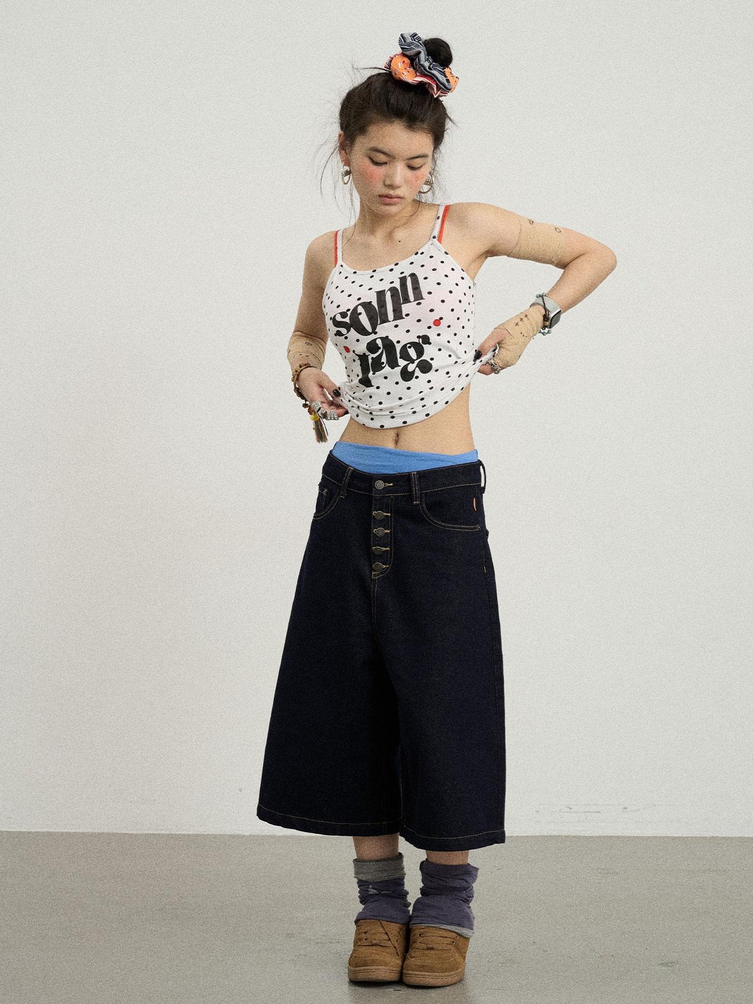 Achihara Sunday Polka Dot Sleeveless Top