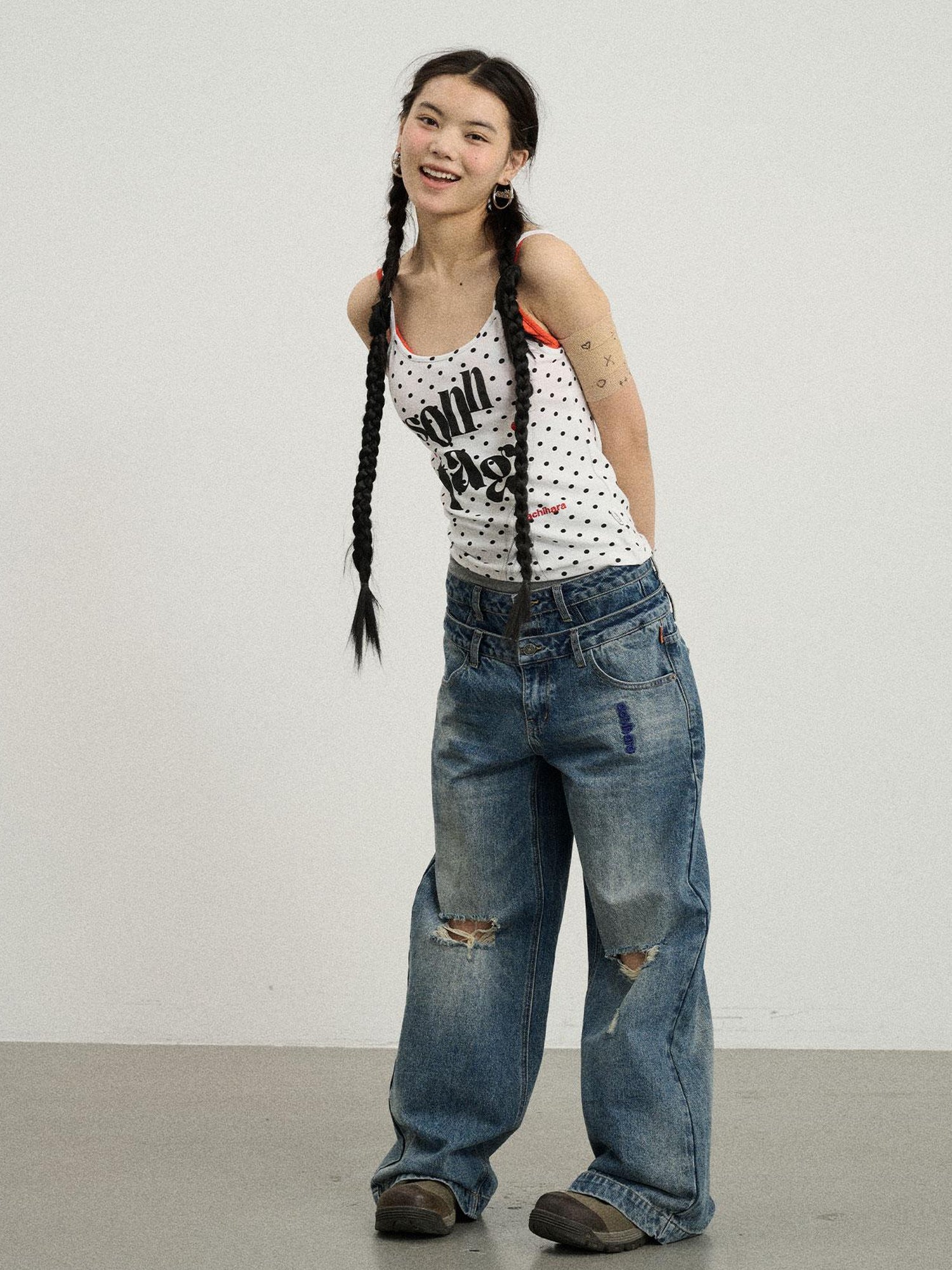 Achihara Sunday Polka Dot Sleeveless Top
