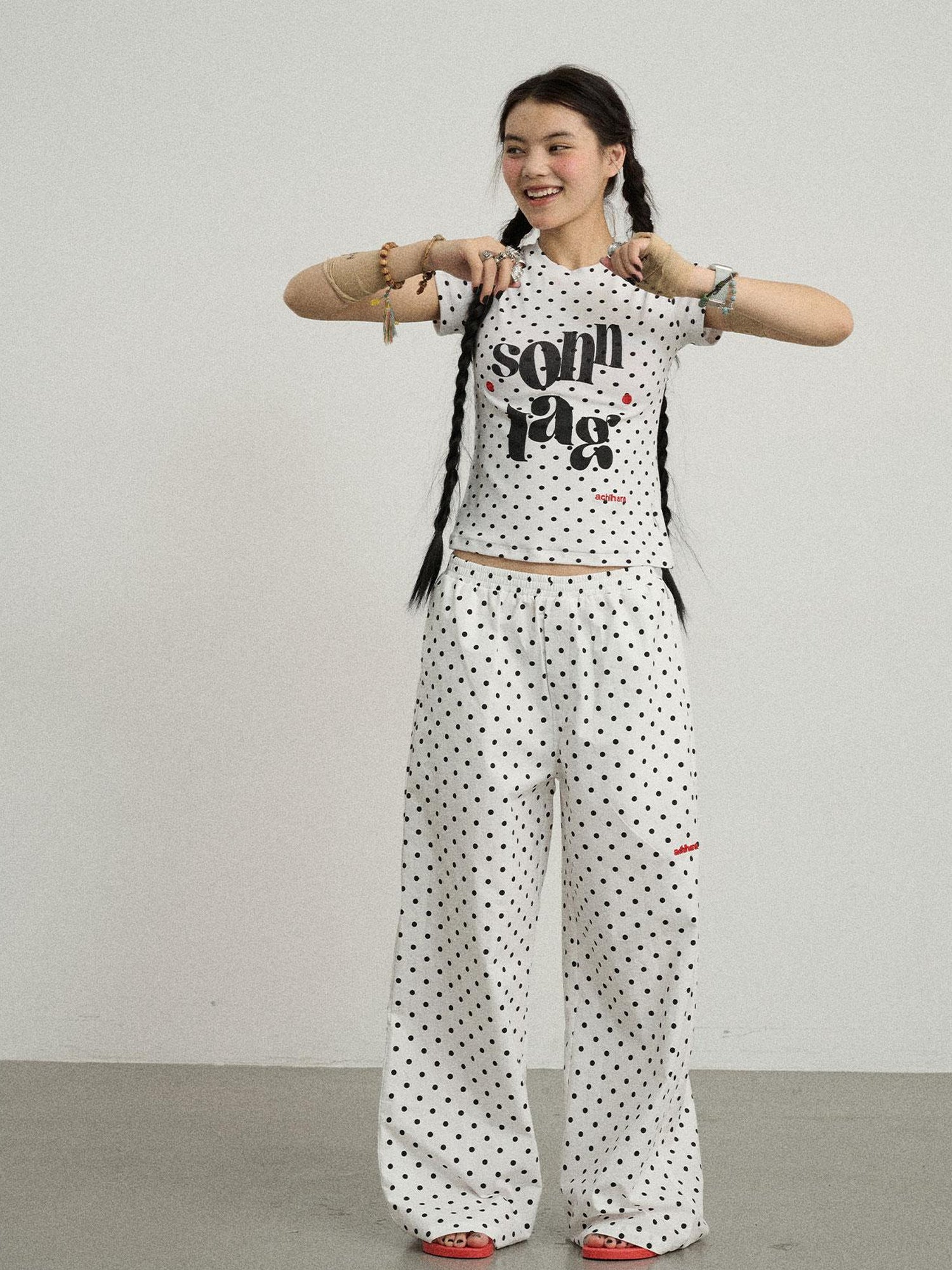 Achihara Sunday Polka Dot T-Shirt