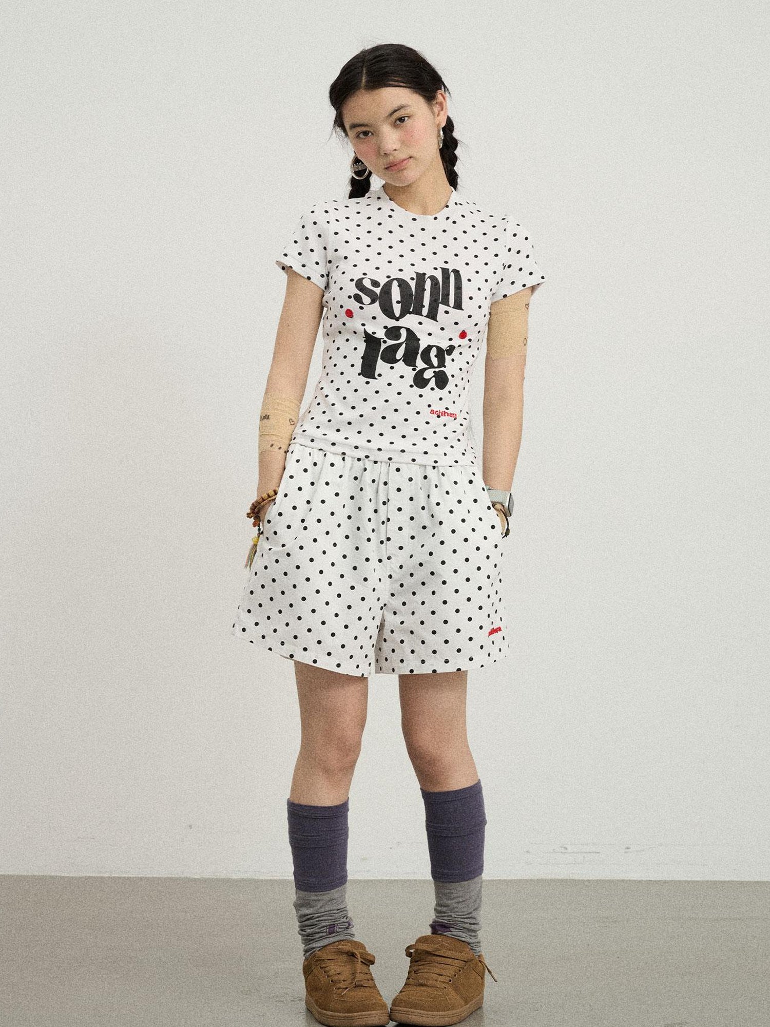 Achihara Sunday Polka Dot T-Shirt