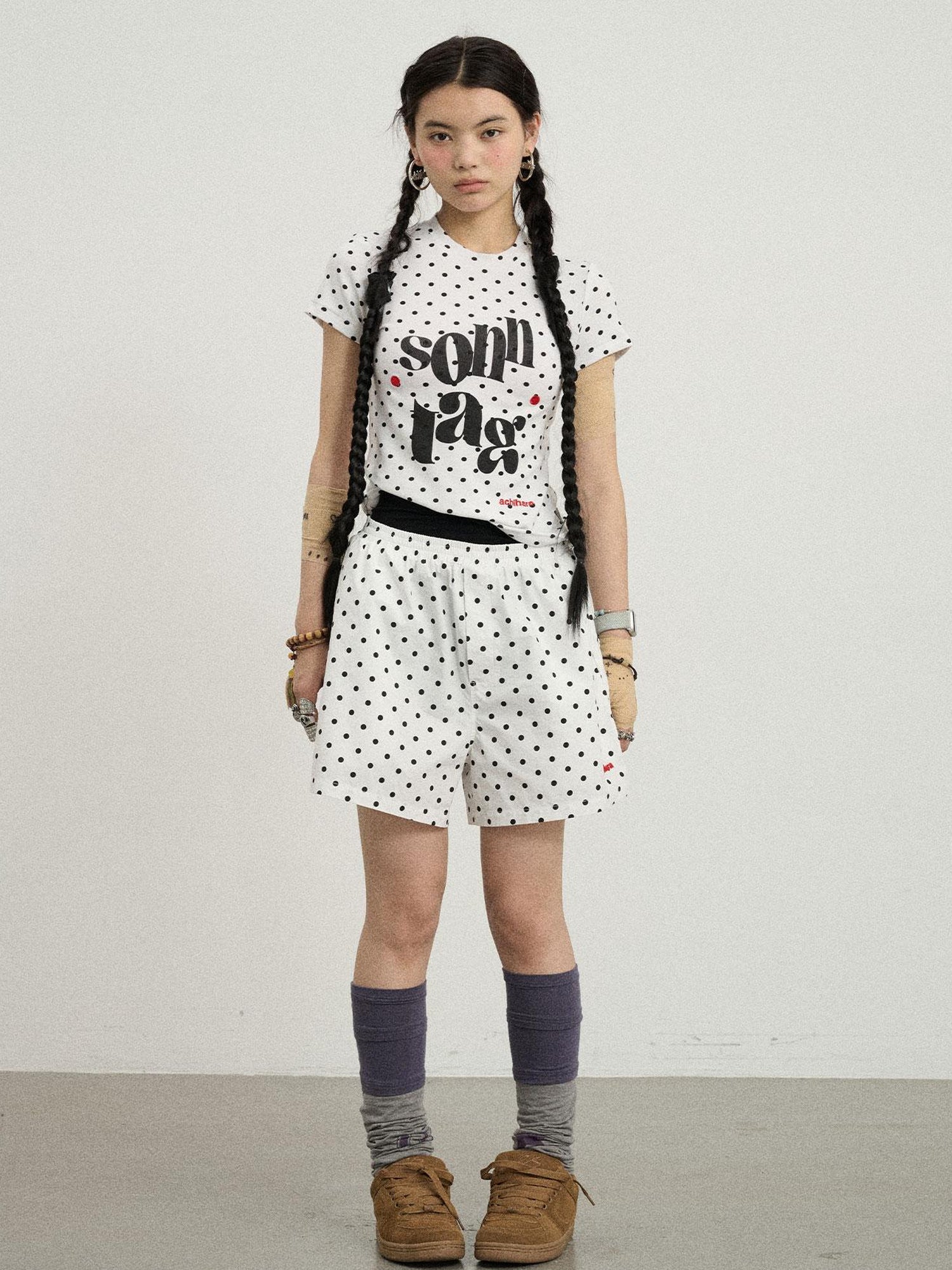 Achihara Sunday Polka Dot T-Shirt