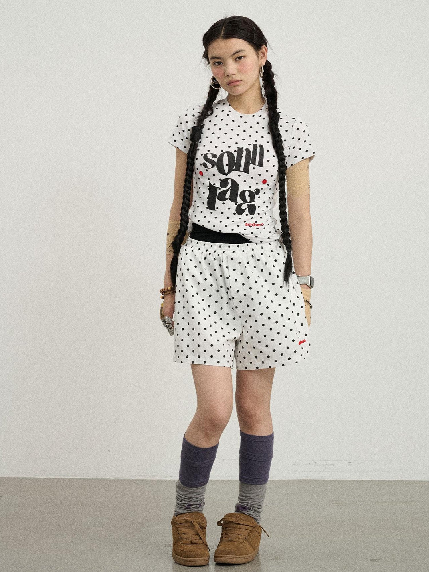 Achihara Sunday Polka Dot T-Shirt