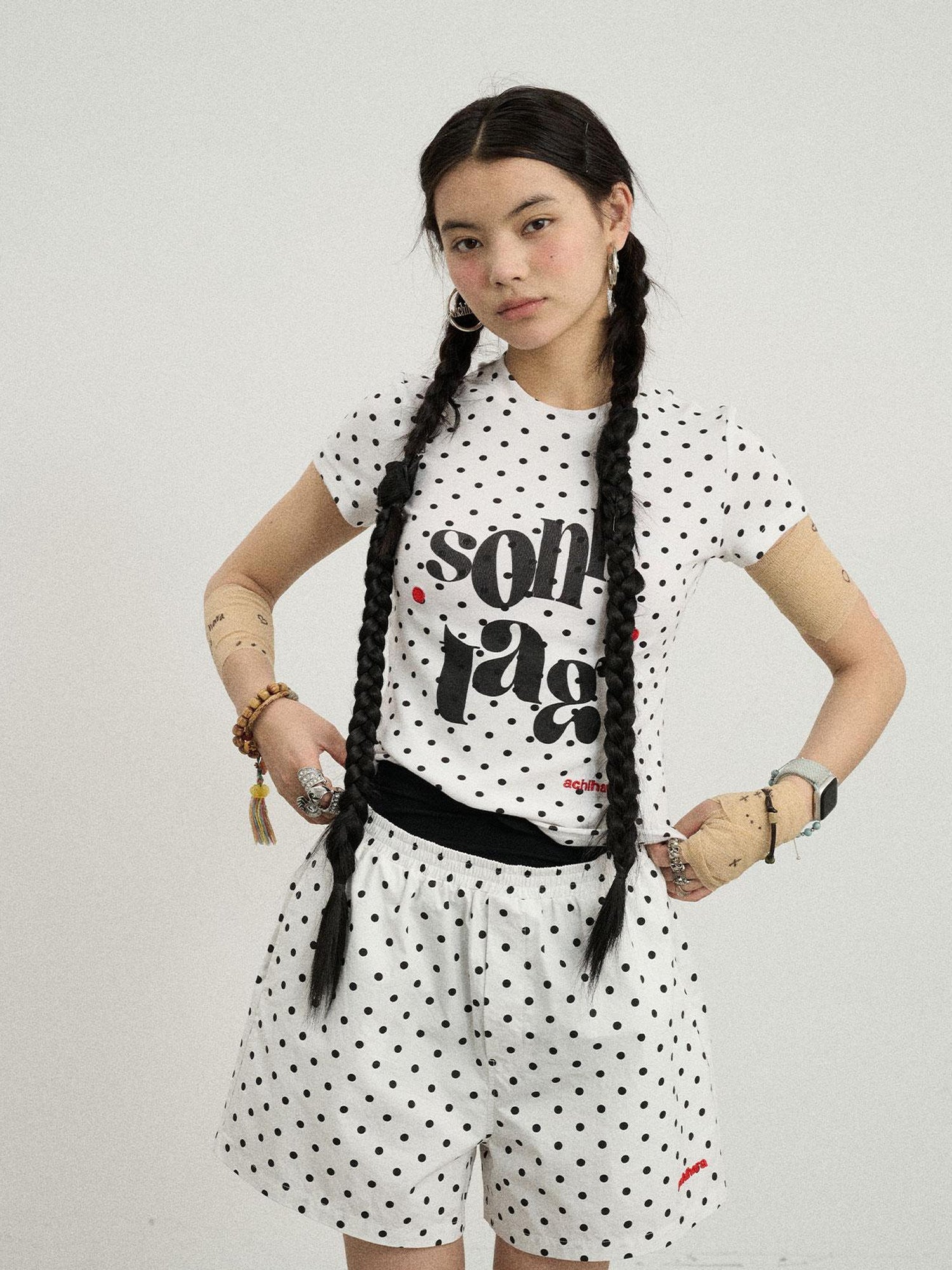 Achihara Sunday Polka Dot T-Shirt