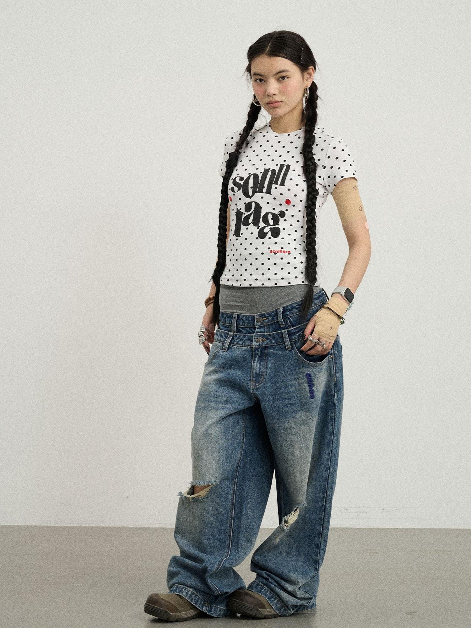 Achihara Sunday Polka Dot T-Shirt