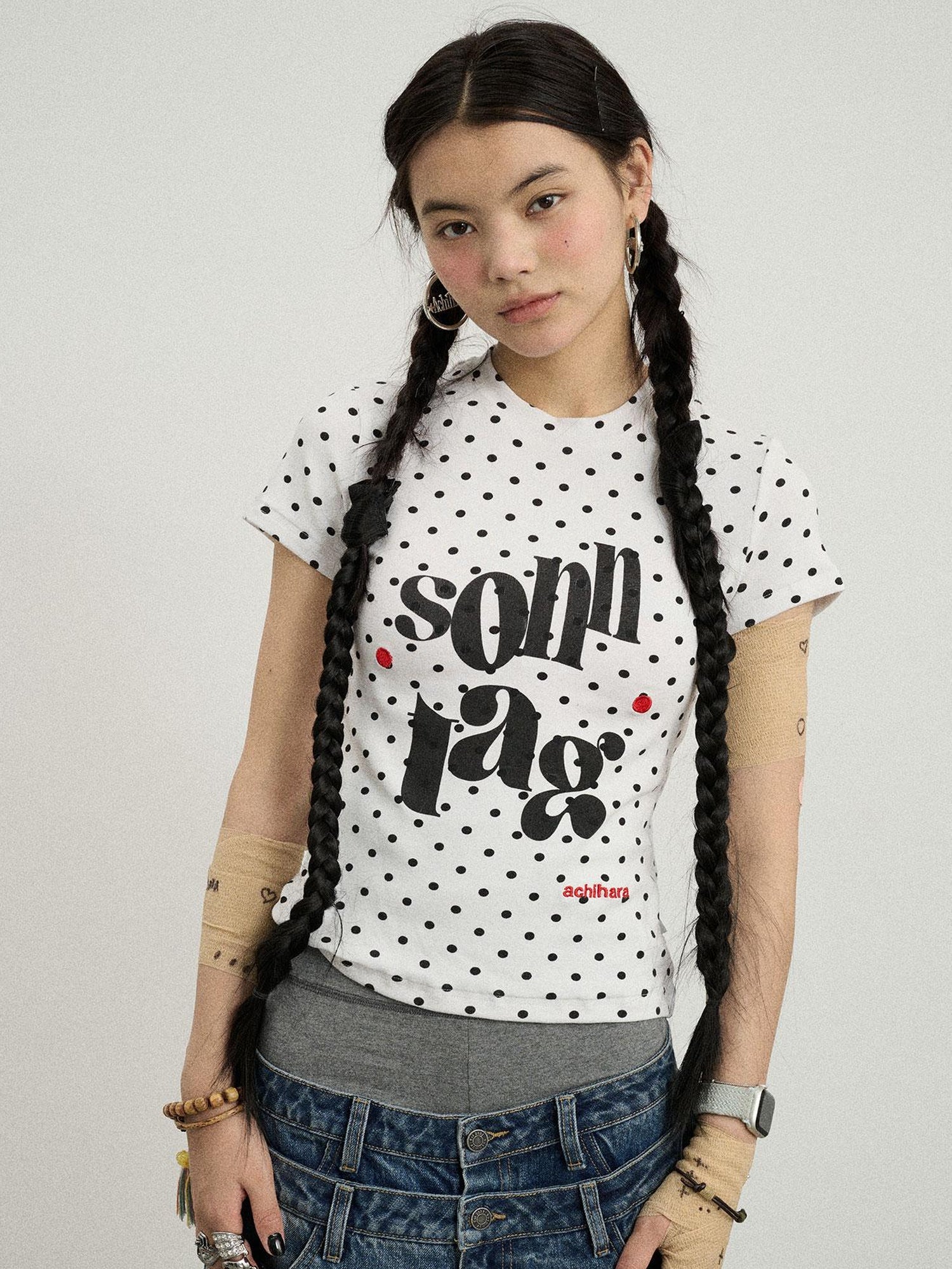 Achihara Sunday Polka Dot T-Shirt