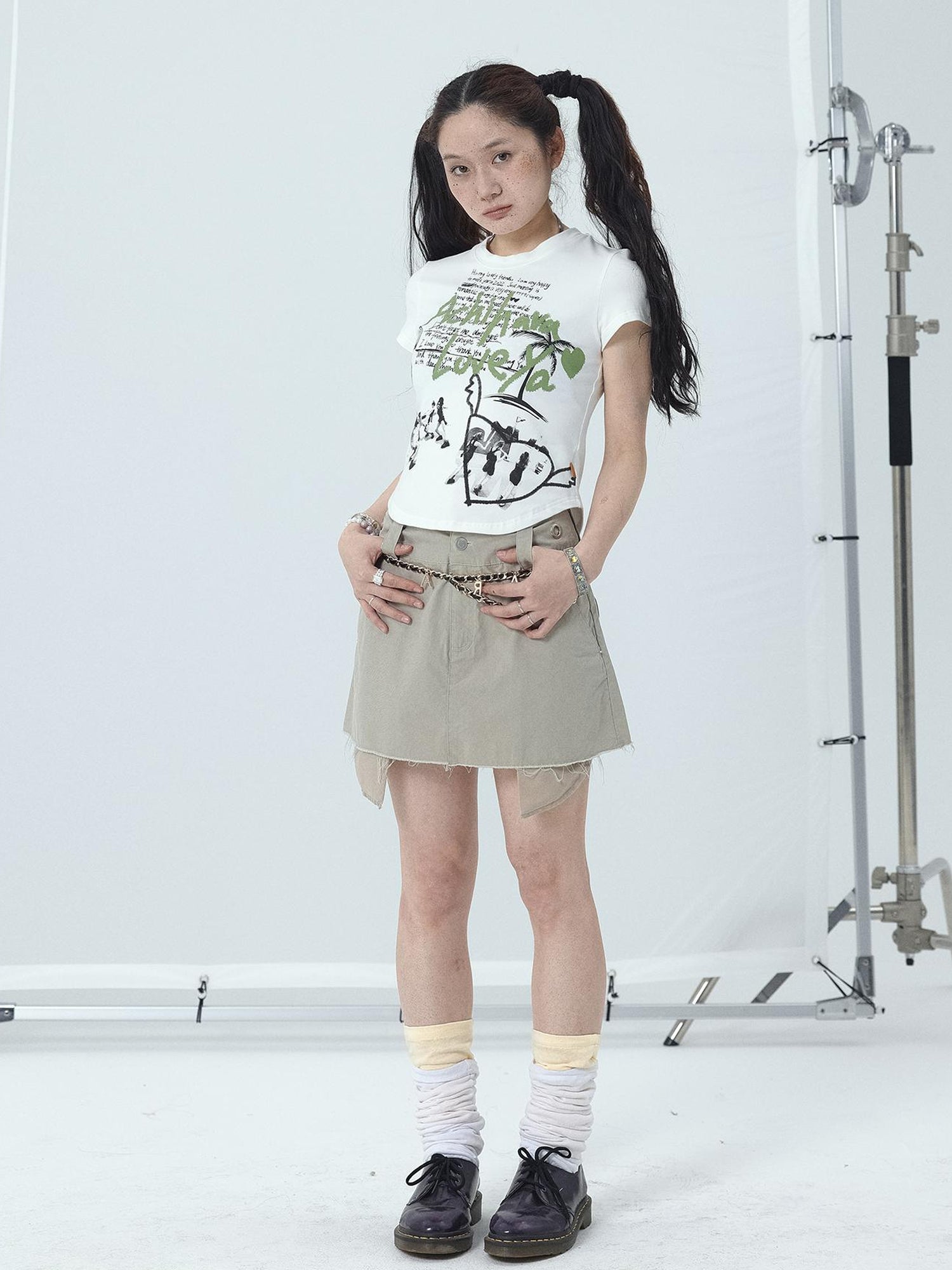 Achihara Sweet Spice Summer Print Crop Tee