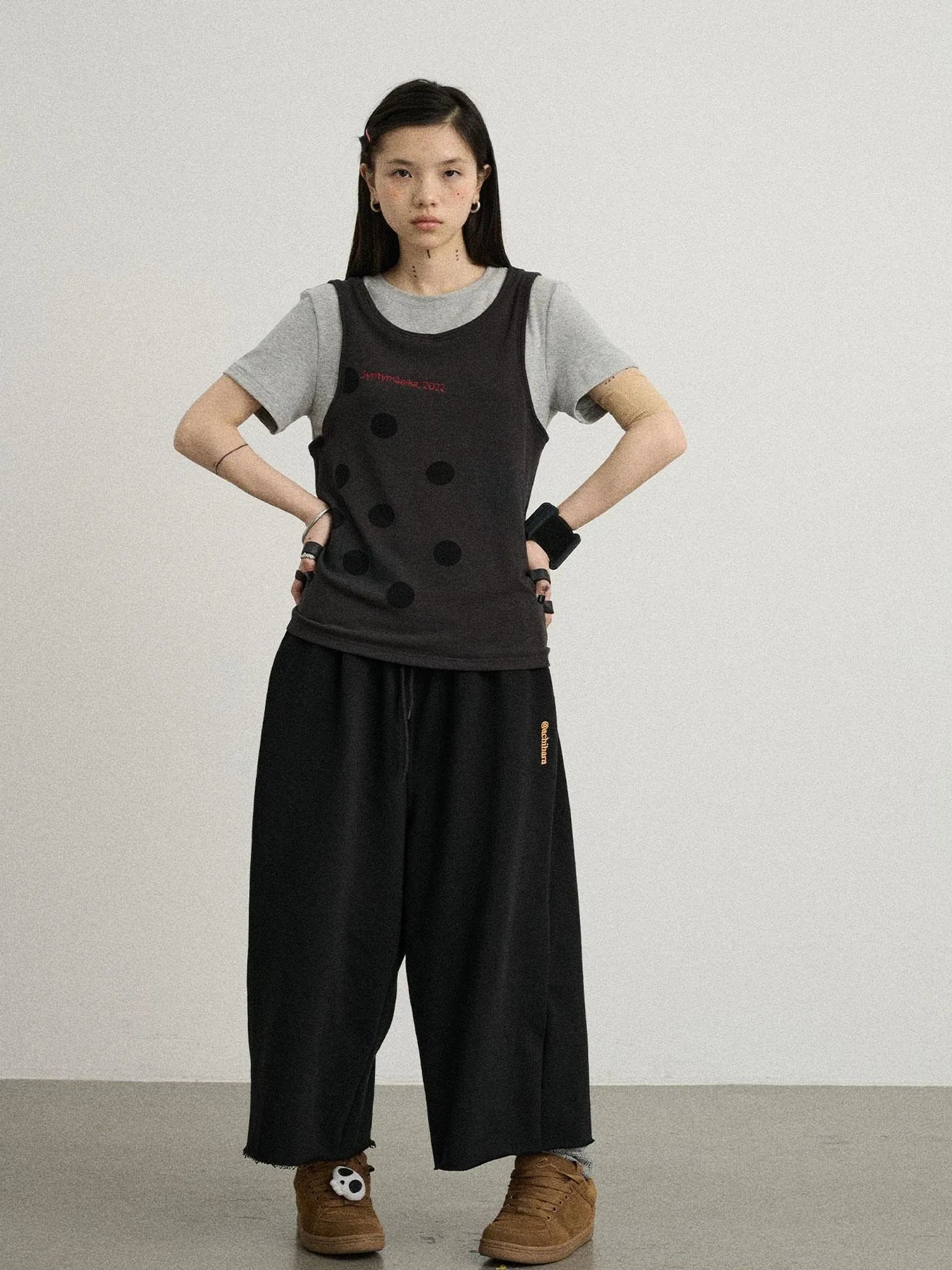 Tide Dot Mock Layered Knit Tee