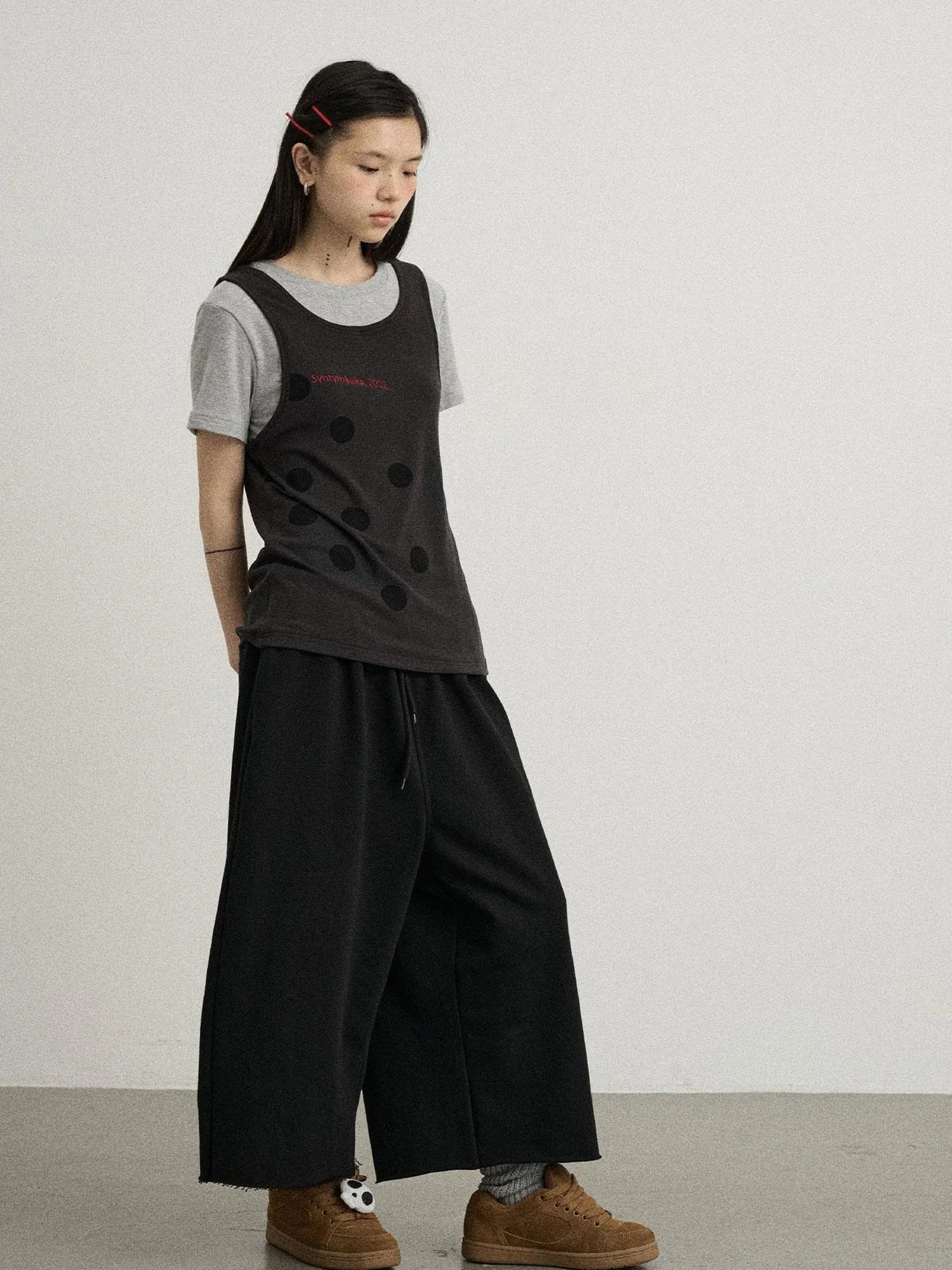 Tide Dot Mock Layered Knit Tee