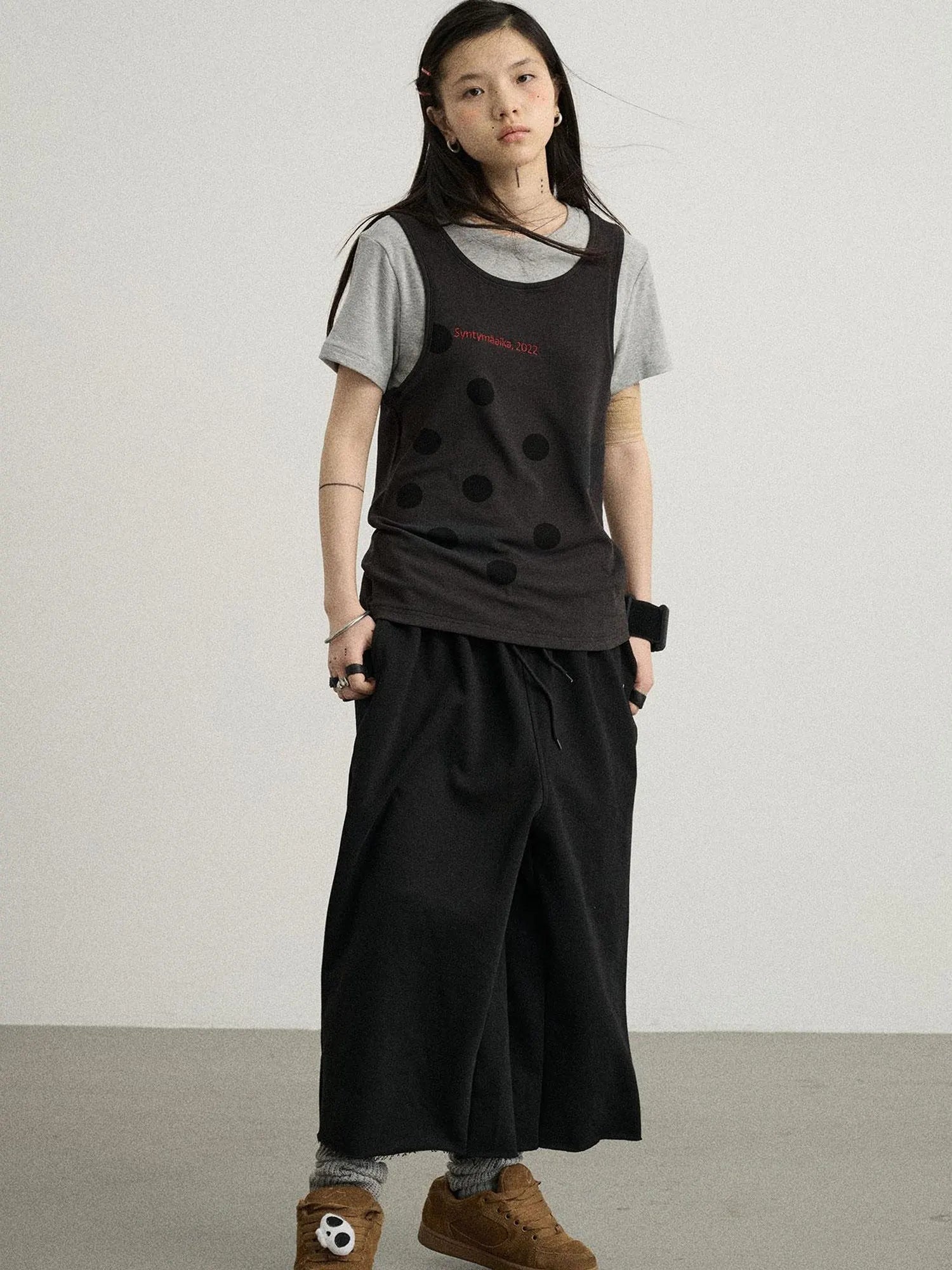 Tide Dot Mock Layered Knit Tee