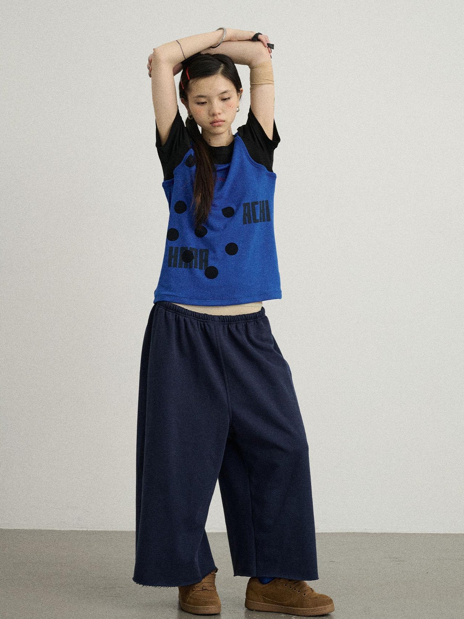 Achihara Tide Dot Mock Layered Knit Tee