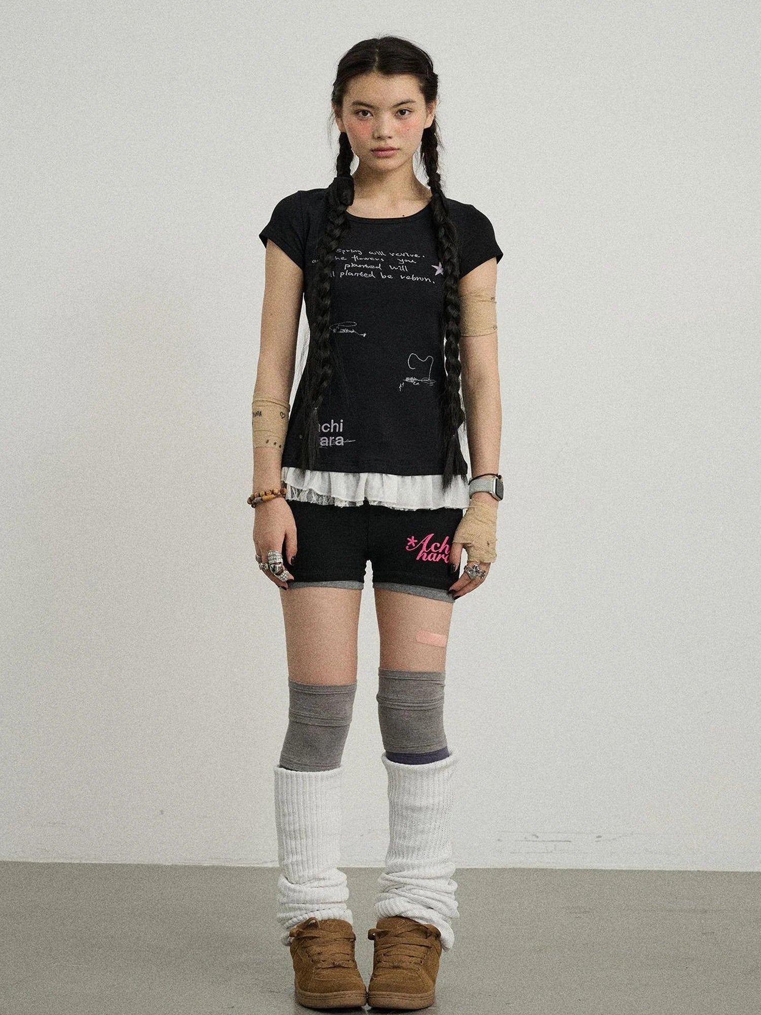 Time Bandage Floral Trim Tee