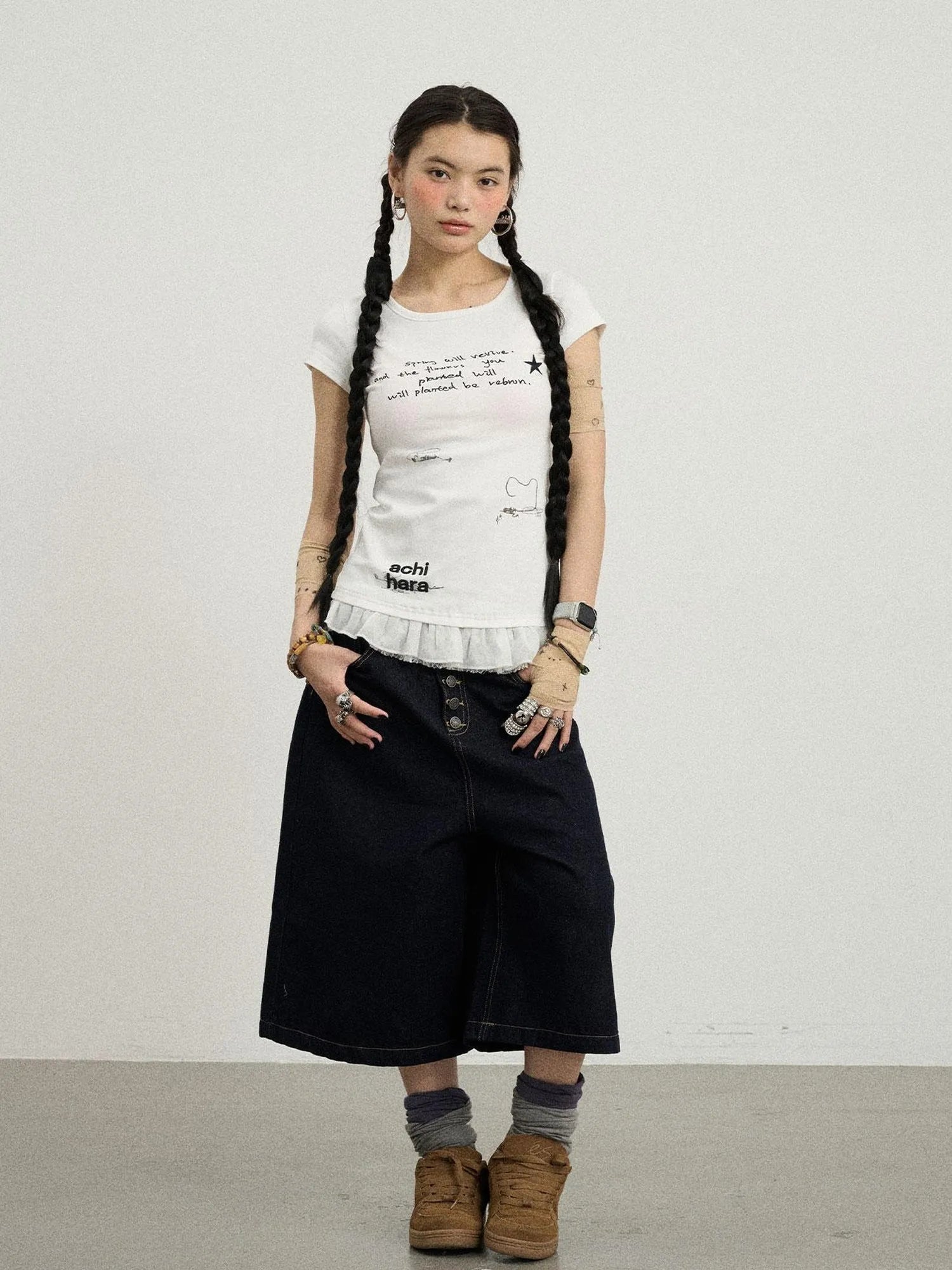 Time Bandage Floral Trim Tee