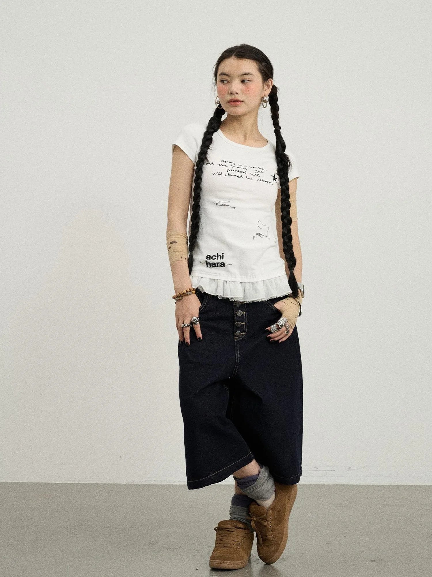 Time Bandage Floral Trim Tee