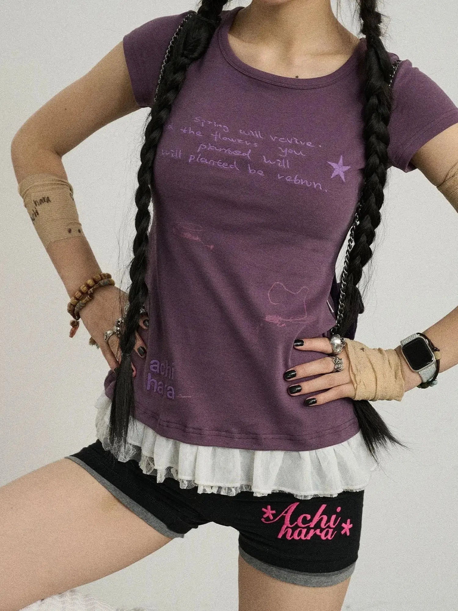 Time Bandage Floral Trim Tee