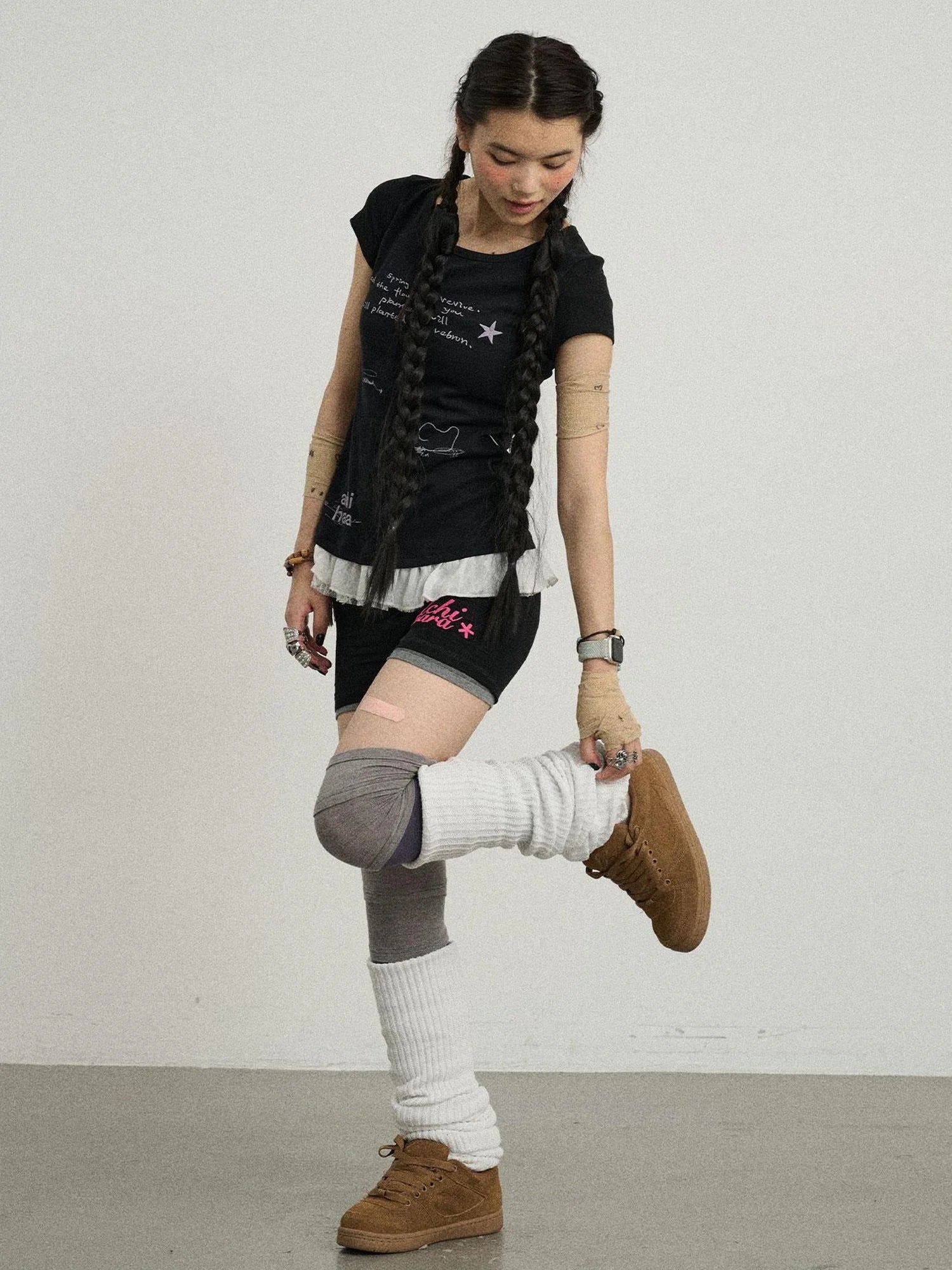 Time Bandage Floral Trim Tee