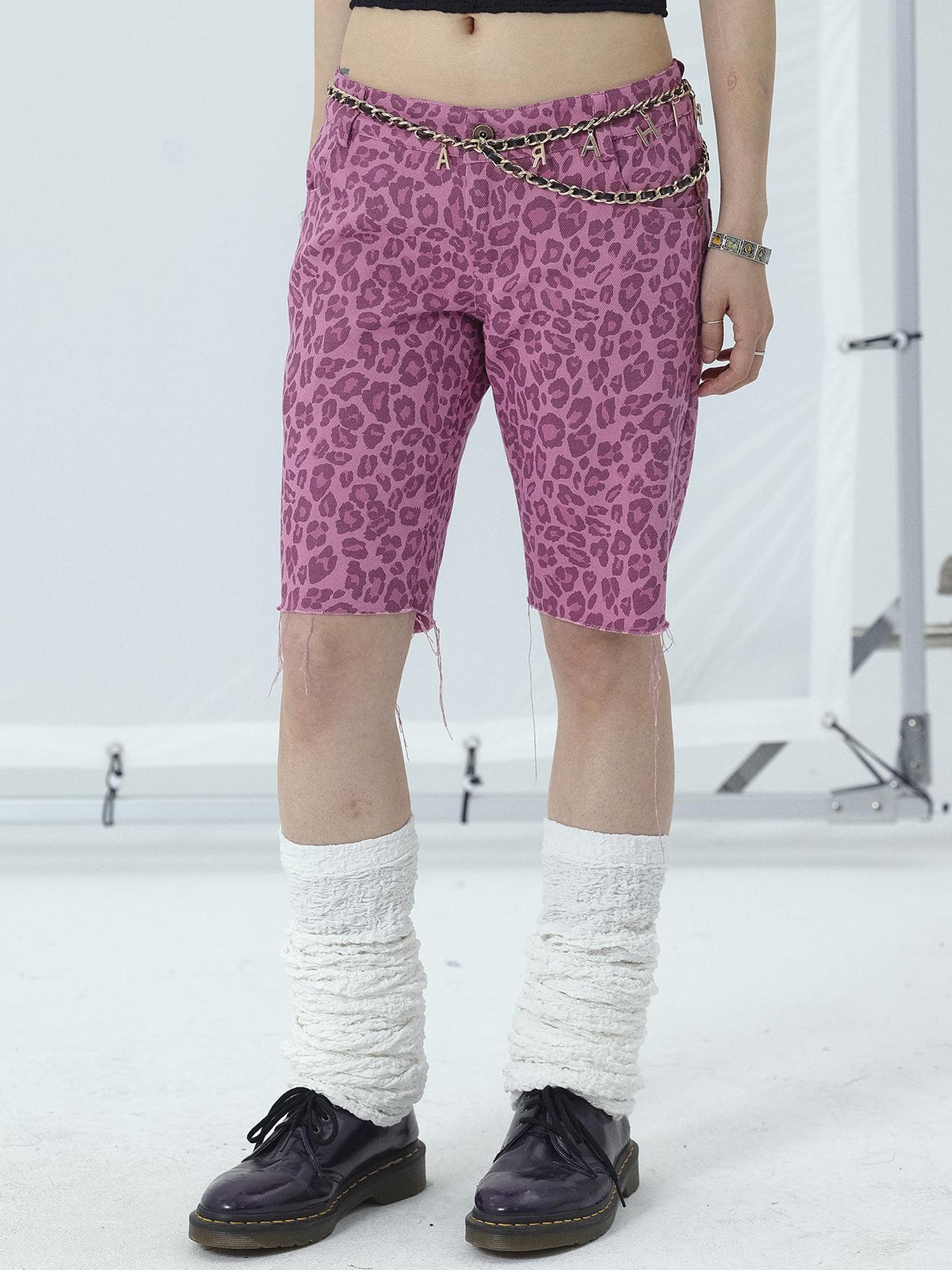 Achihara Tomboy Summer Leopard Print Cotton Shorts