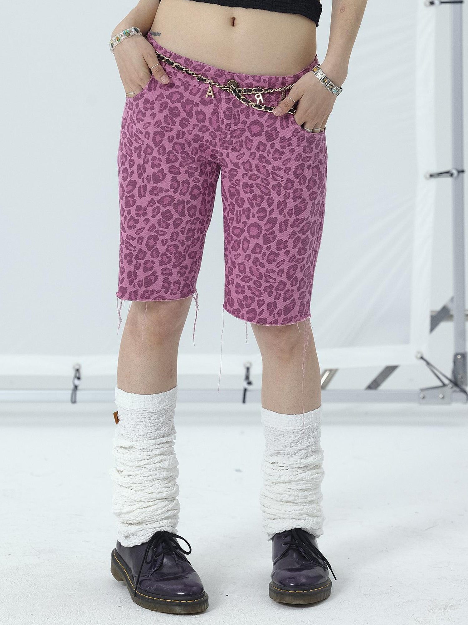 Achihara Tomboy Summer Leopard Print Cotton Shorts