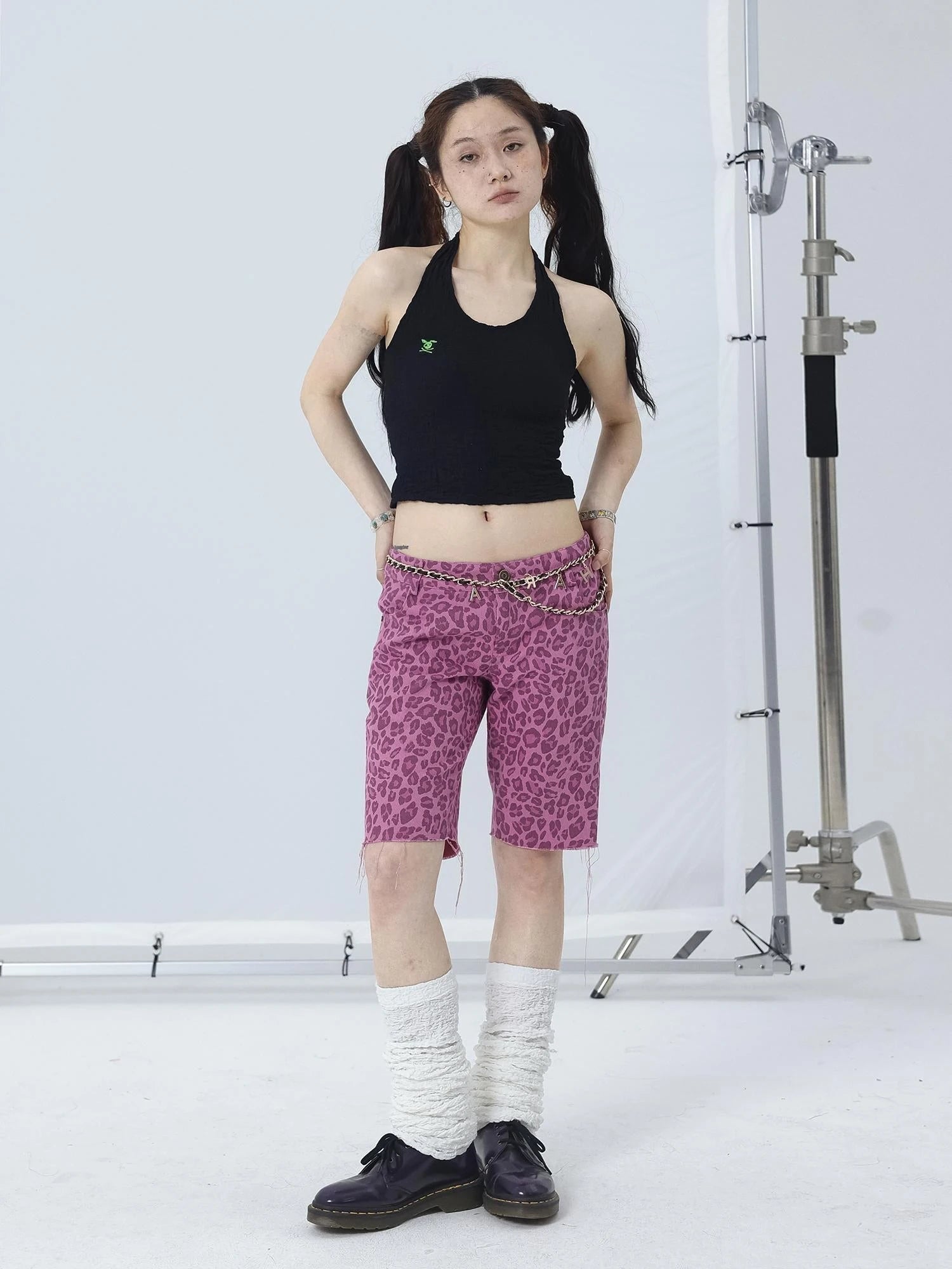 Tomboy Summer Leopard Print Cotton Shorts