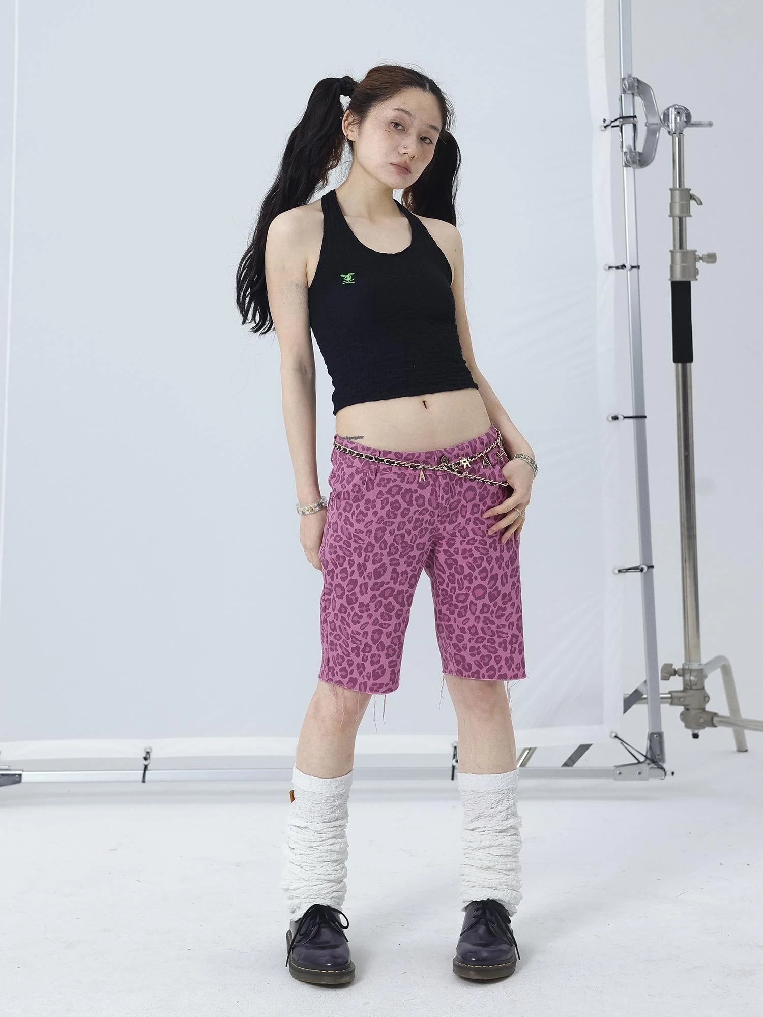 Tomboy Summer Leopard Print Cotton Shorts