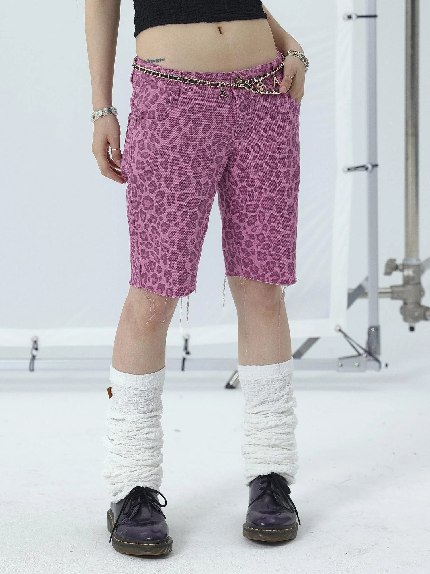 Tomboy Summer Leopard Print Cotton Shorts