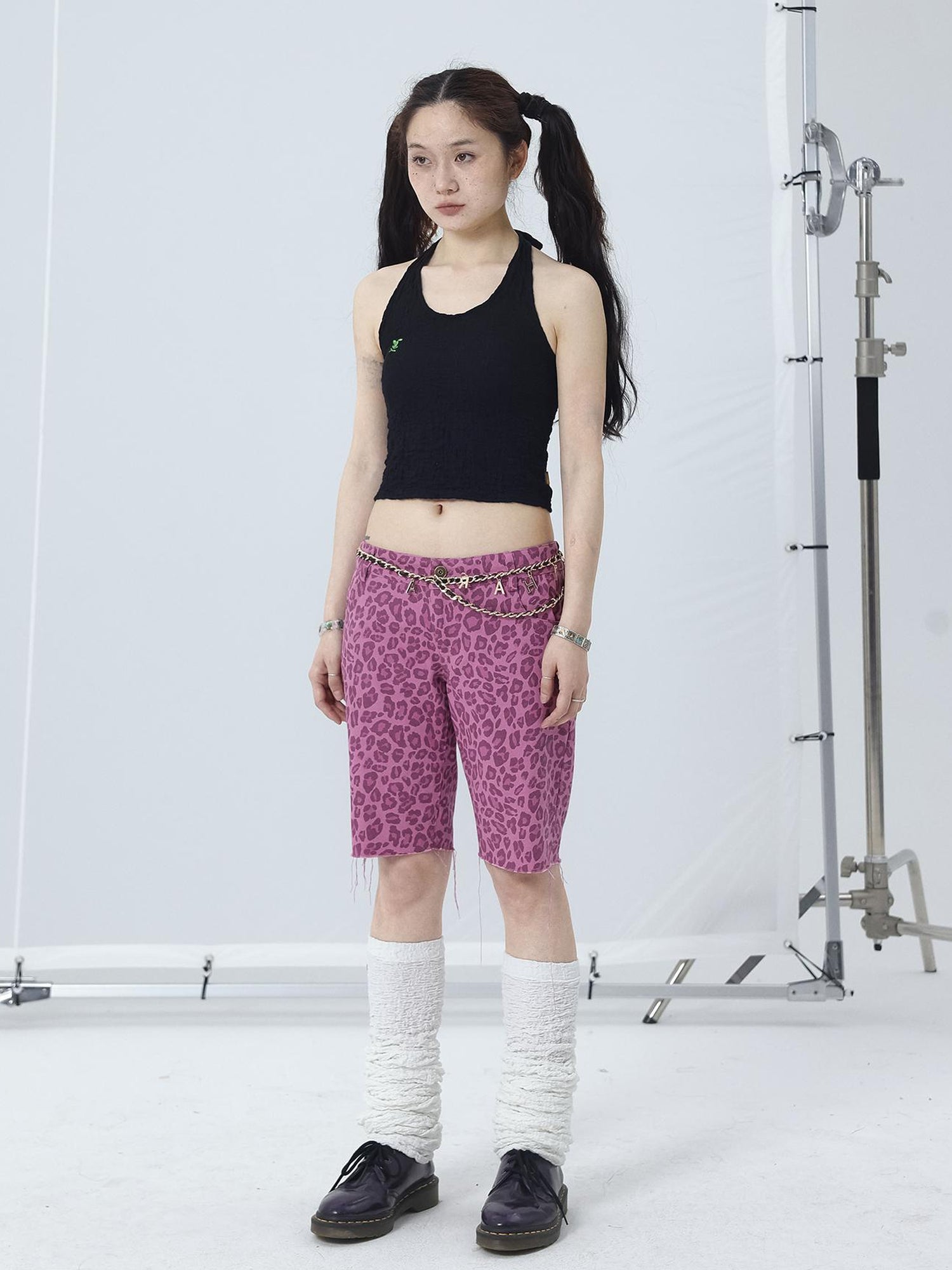 Achihara Tomboy Summer Leopard Print Cotton Shorts