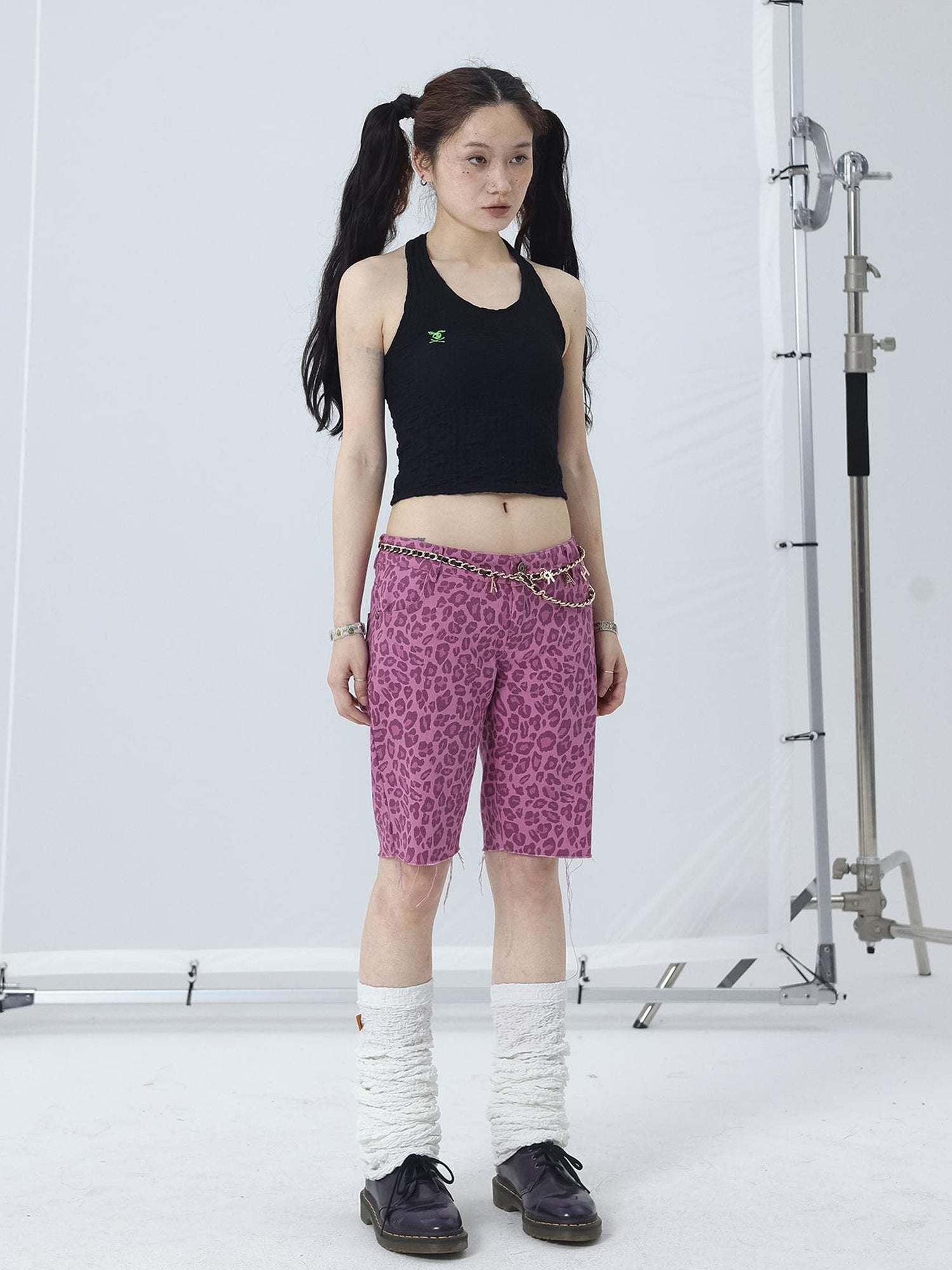 Achihara Tomboy Summer Leopard Print Cotton Shorts