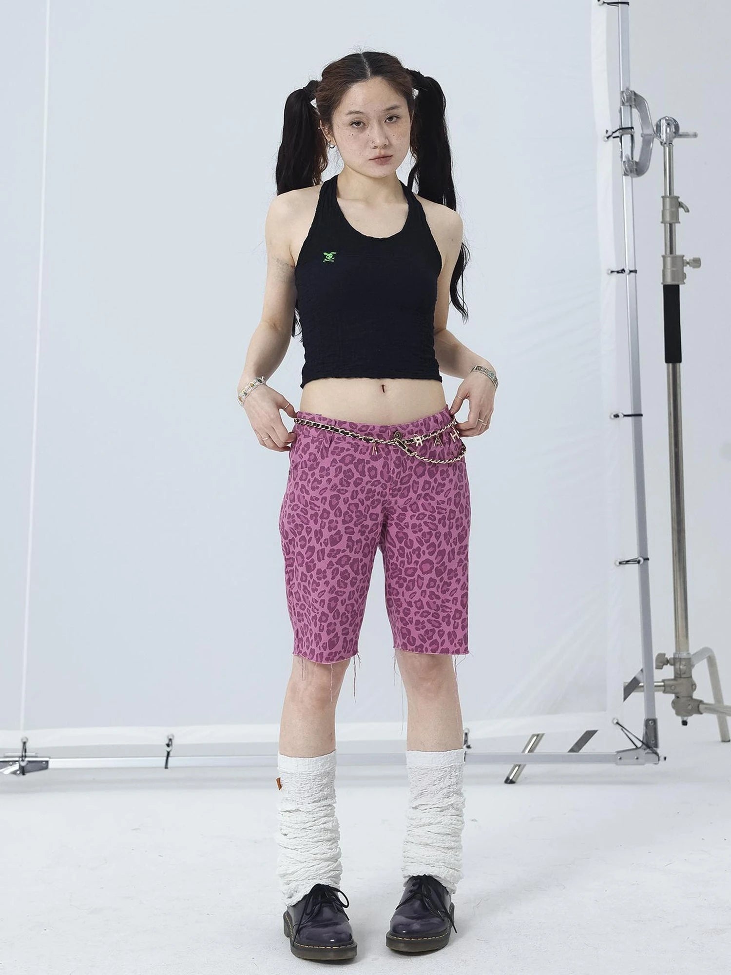 Tomboy Summer Leopard Print Cotton Shorts