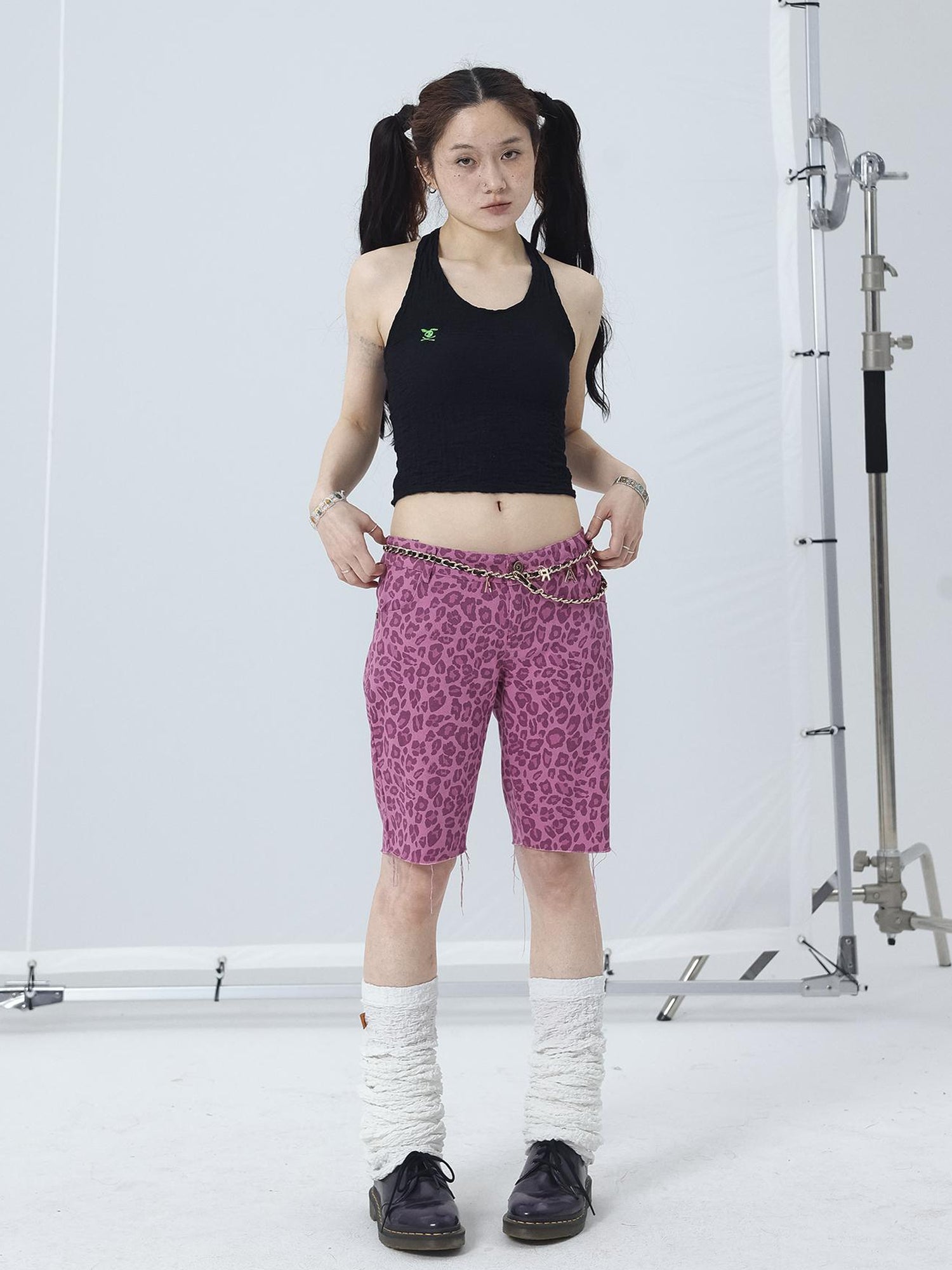 Achihara Tomboy Summer Leopard Print Cotton Shorts