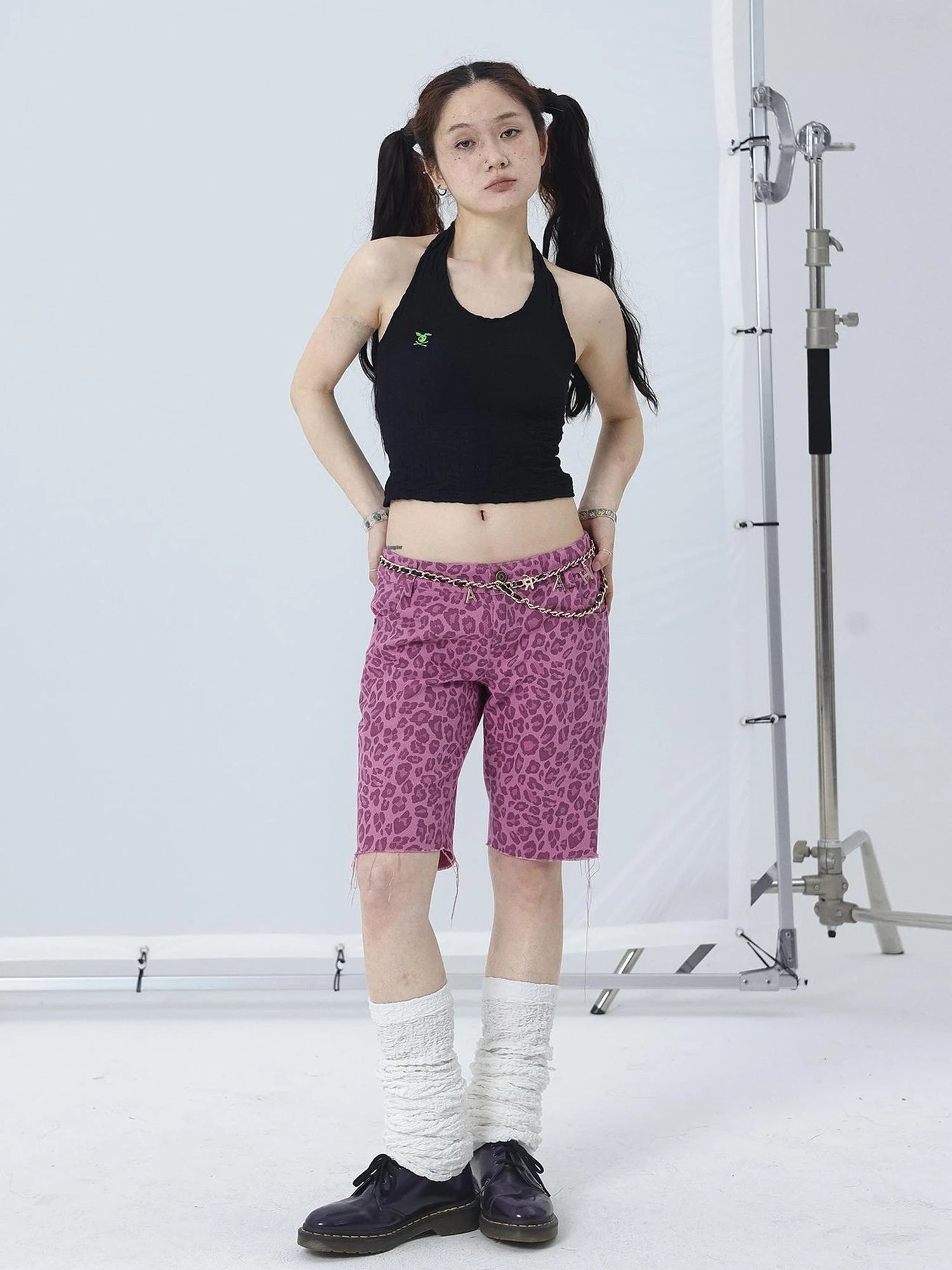 Tomboy Summer Leopard Print Cotton Shorts