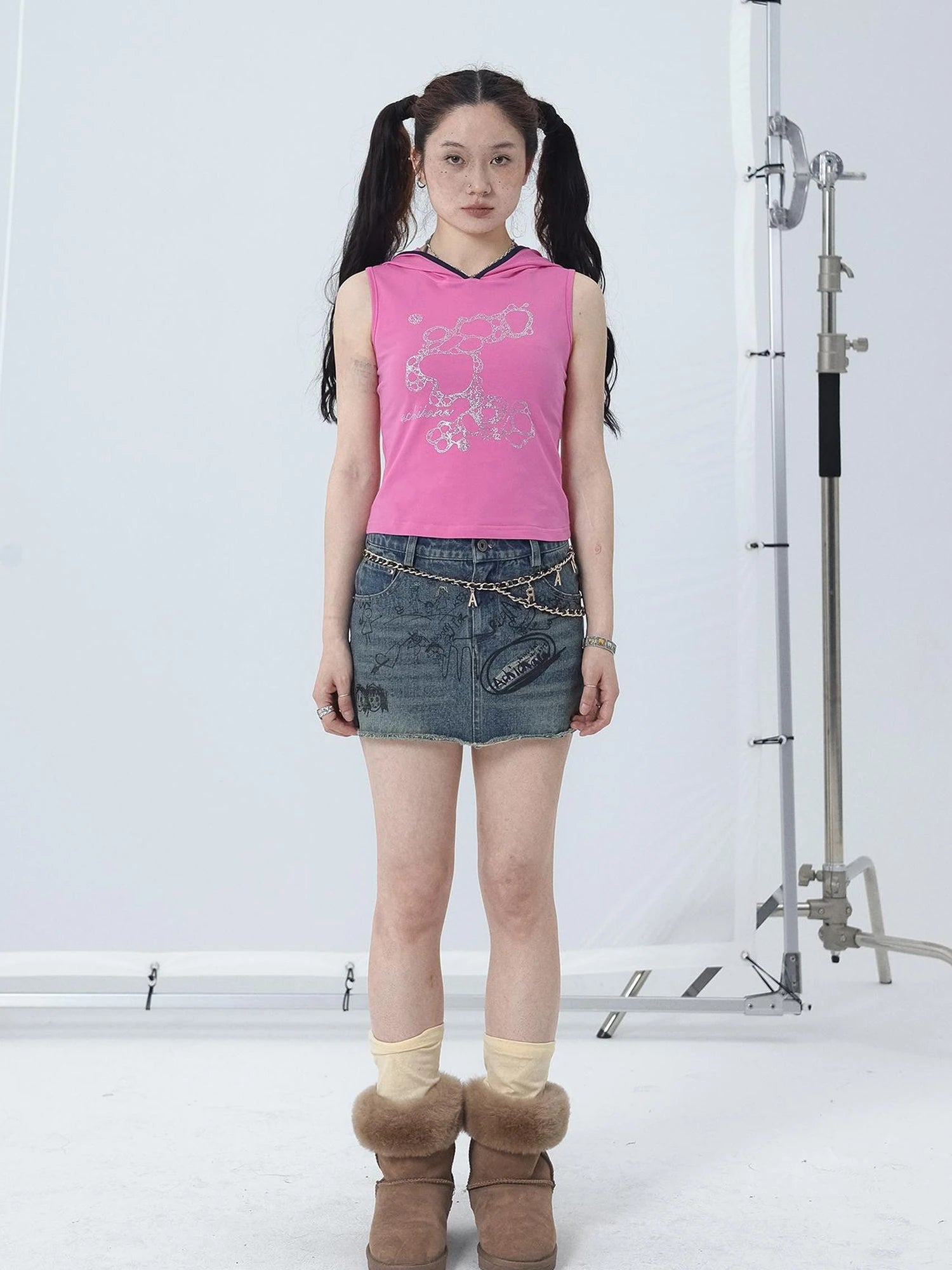 Tropical Fish Rhinestone Sleeveless Crop Top