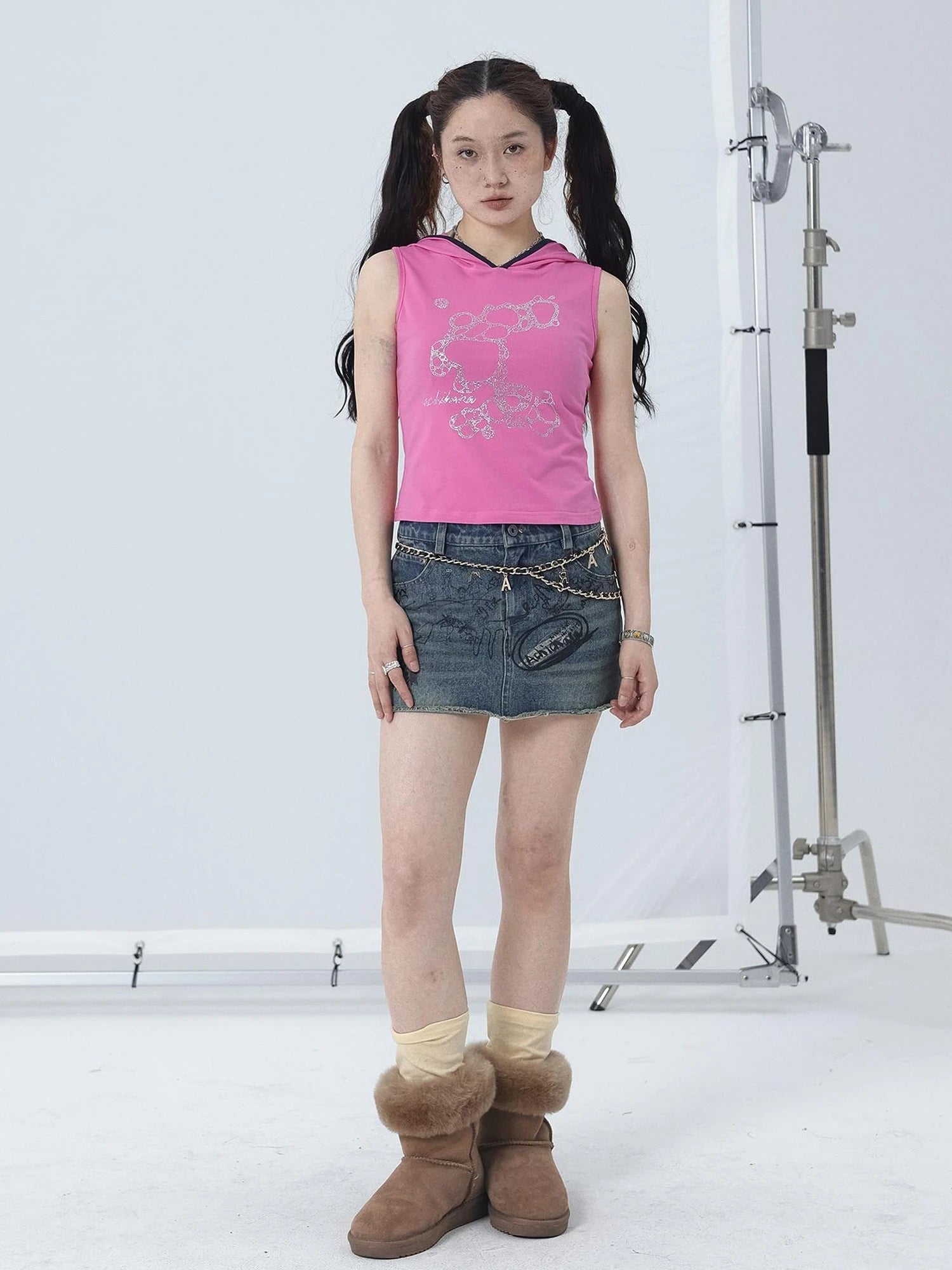 Tropical Fish Rhinestone Sleeveless Crop Top