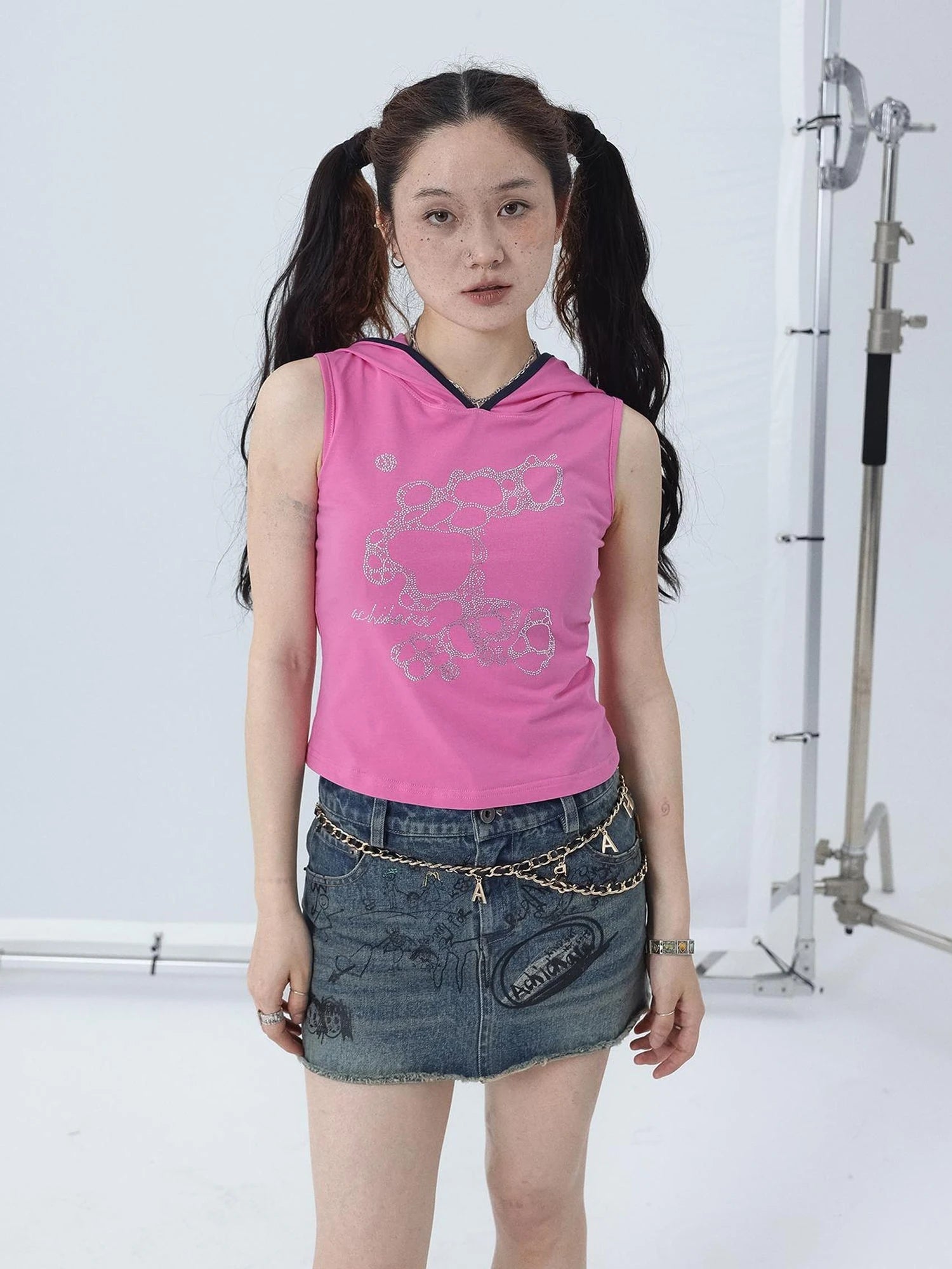 Tropical Fish Rhinestone Sleeveless Crop Top