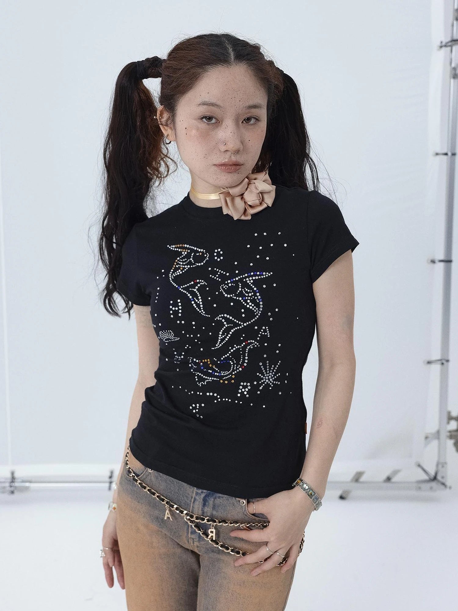 Tropical Fish Rhinestone Summer Tee & Tank Top Set