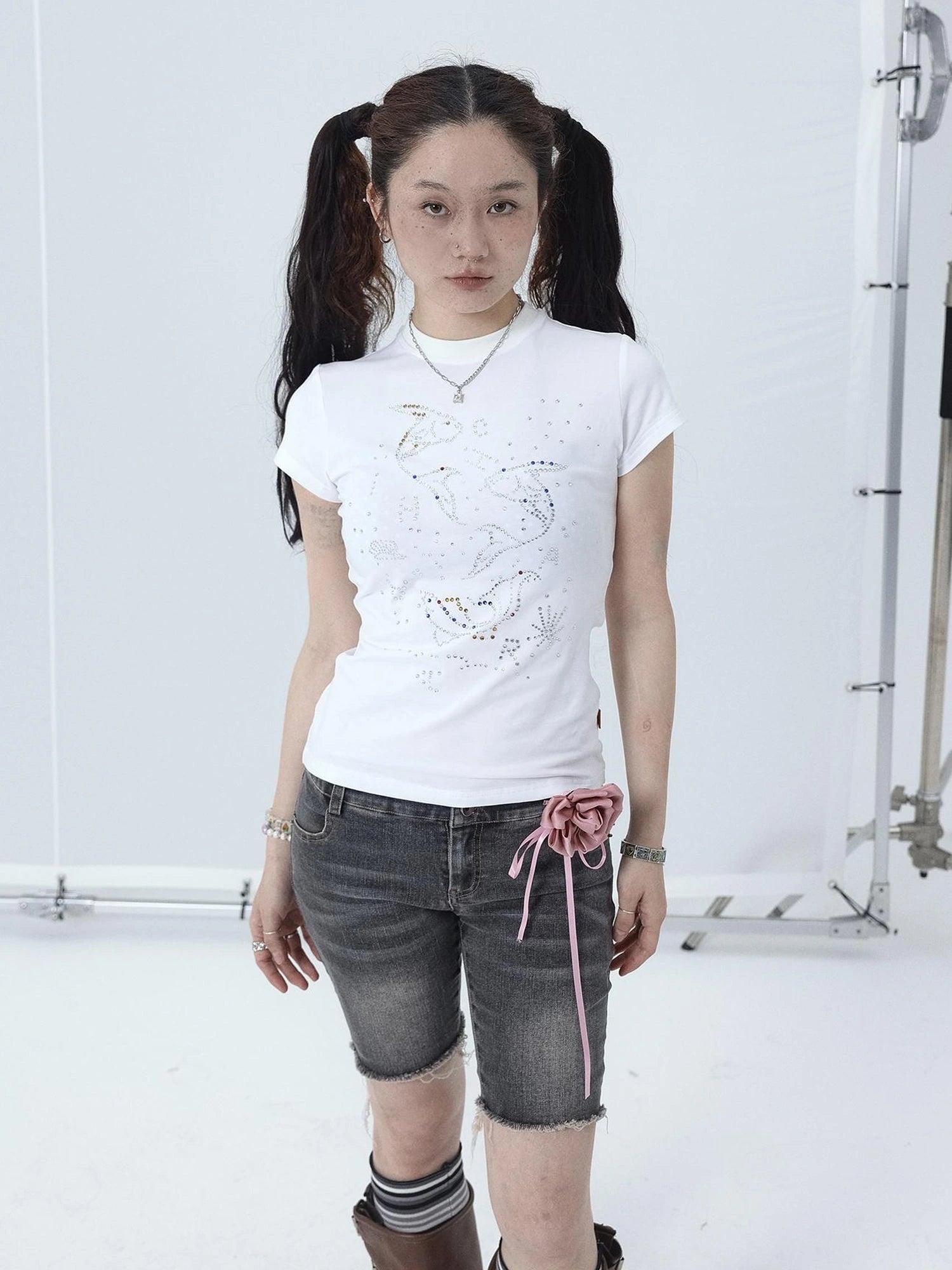 Tropical Fish Rhinestone Summer Tee & Tank Top Set