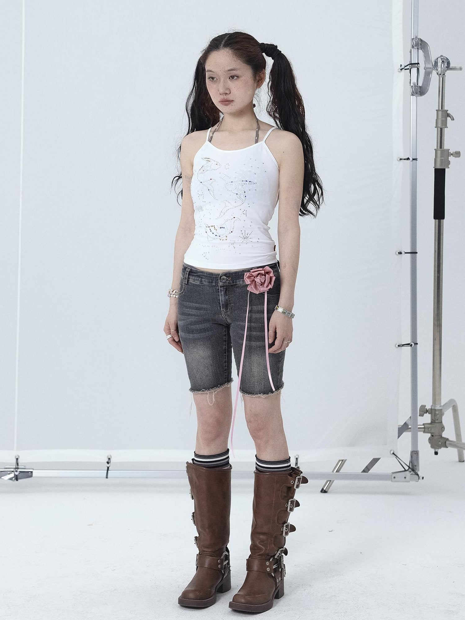 Achihara Tropical Fish Rhinestone Summer Tee & Tank Top Set